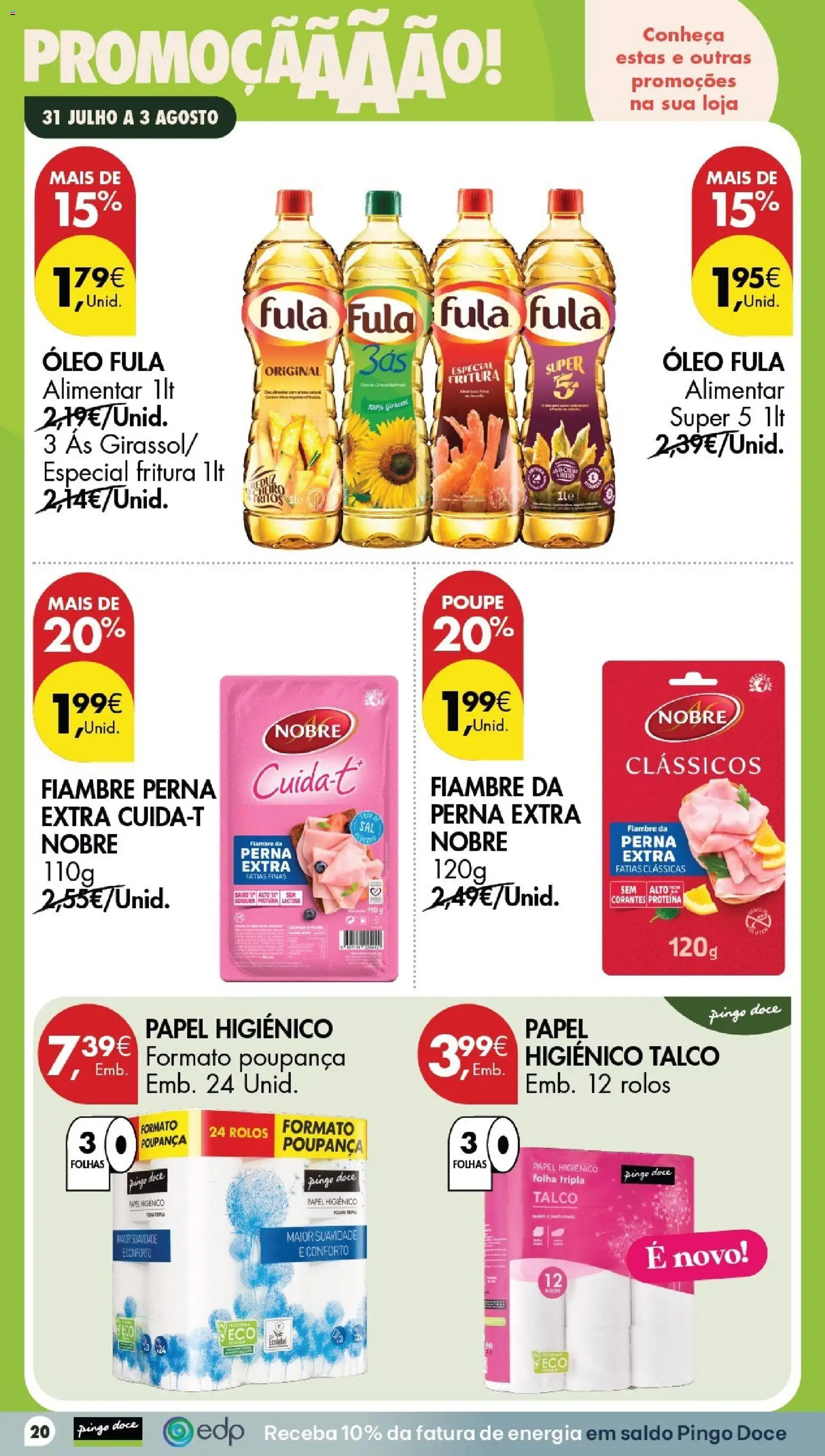Pingo Doce Poupe este Fim de Semana │ válido de 31/07/2026 | Página: 20 | Produtos: Papel higiénico, Óleo, Proteina
