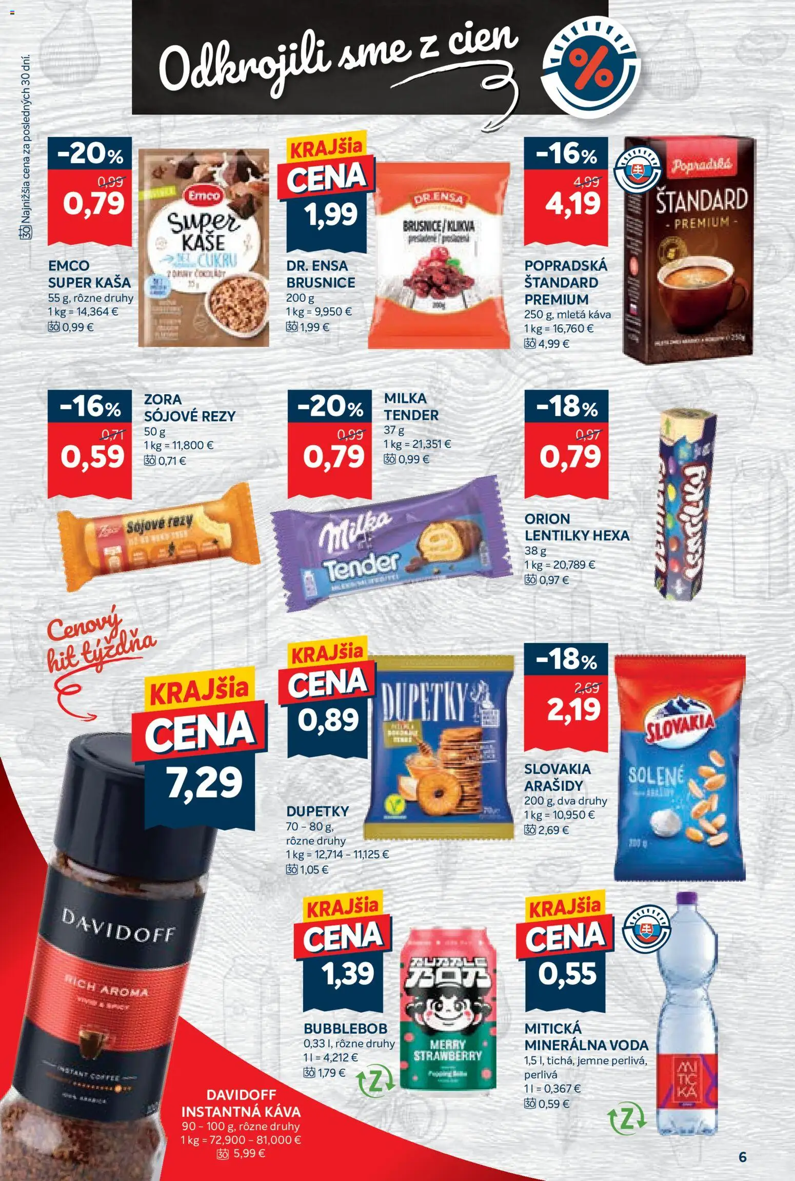 Nové Kraj akcie – leták je platný od 10.09.2026 | Strana: 10 | Produkty: Minerálna voda, Kaša, Brusnice, Arašidy