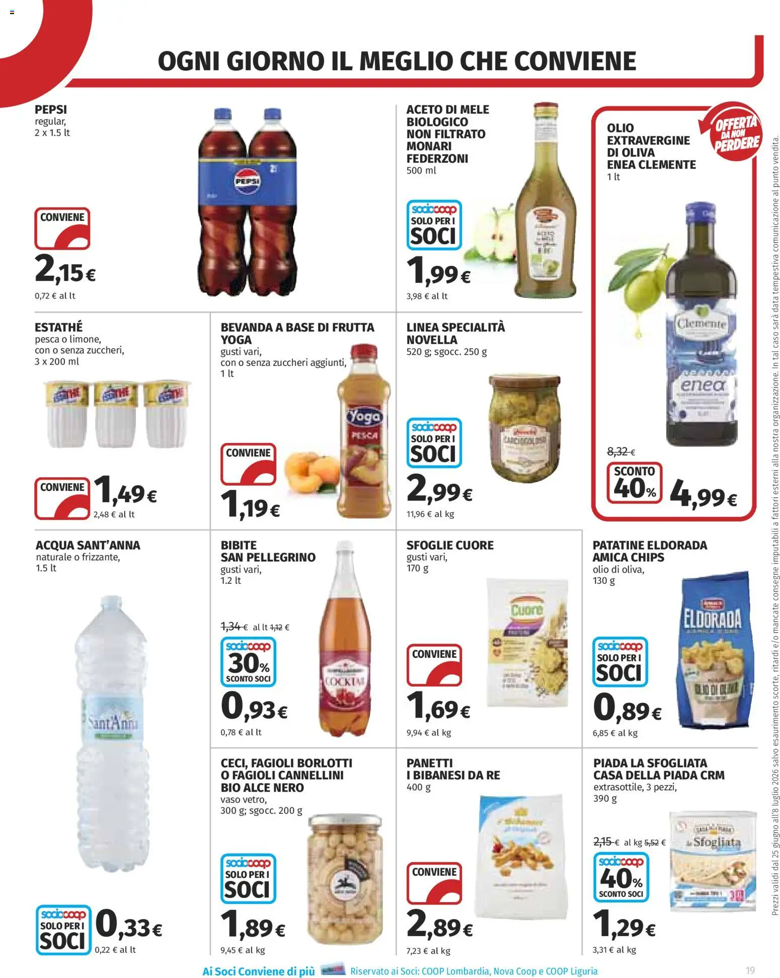 Volantino COOP del 25/06/2026 | Pagina: 19 | Prodotti: Olio, Bibite, Aceto, Pepsi