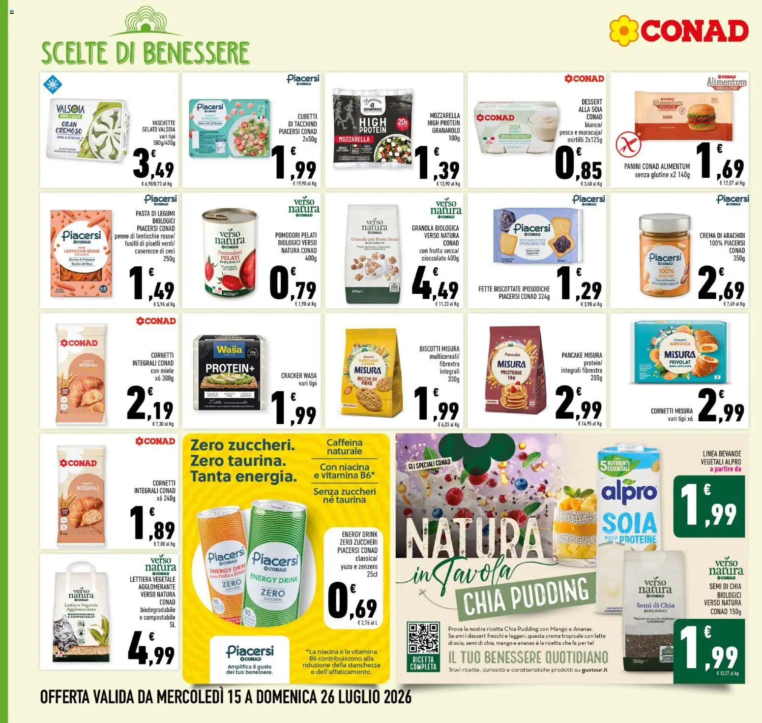 Volantino Conad del 15/07/2026 | Pagina: 14 | Prodotti: Legumi, Crema, Frutta, Penne