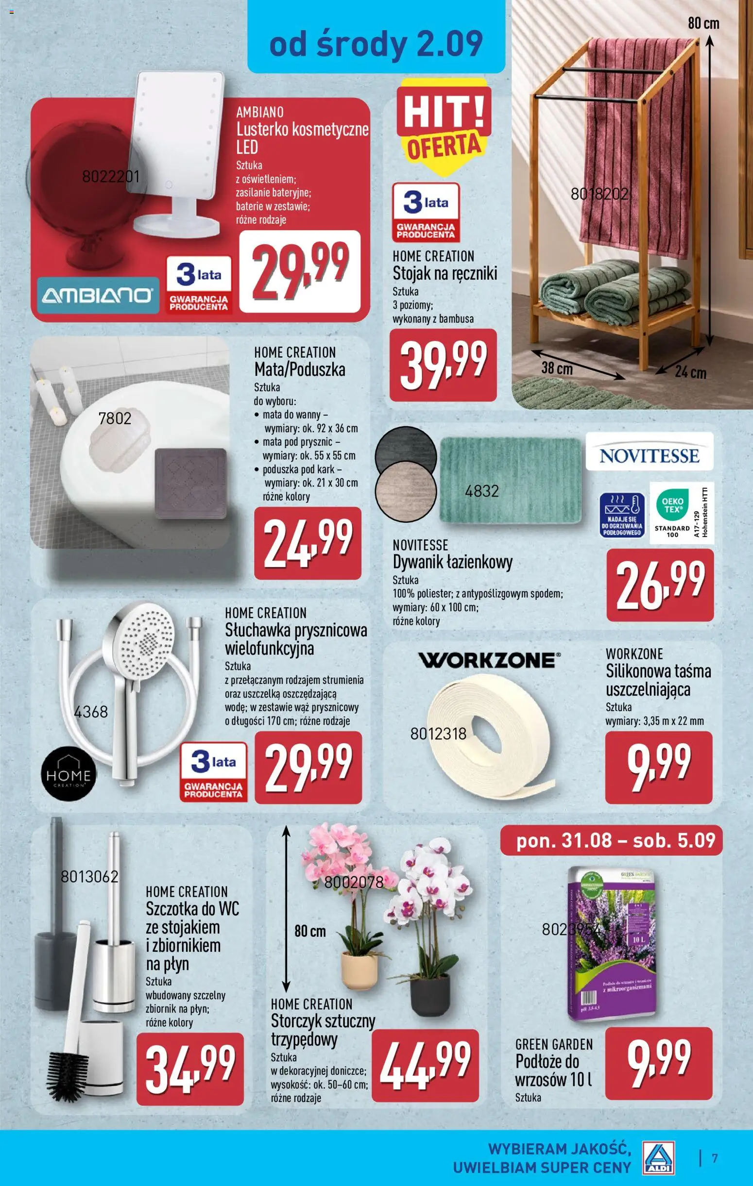 Aldi Polsko leták - Ostatnie sztuki w wybranych sklepach od 02.09.2026 | Strana: 7 | Produkty: Storczyk, Wc, Baterie