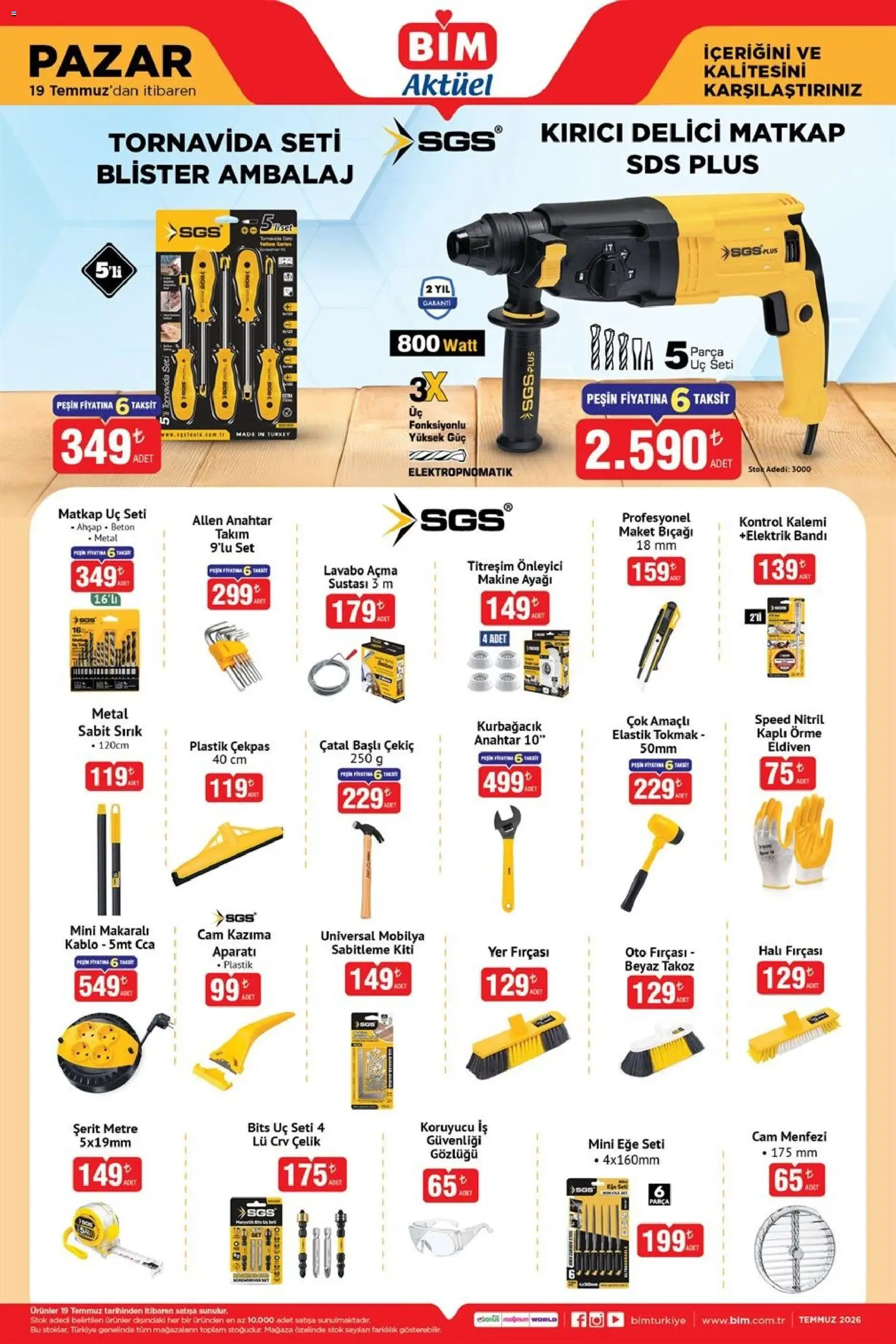 BİM - Katalog Pazar - 19 Temmuz 2026 tarihinden itibaren geçerlidir | Sayfa: 3 | Ürünler: Çatal, Halı, Eldiven, Kablo