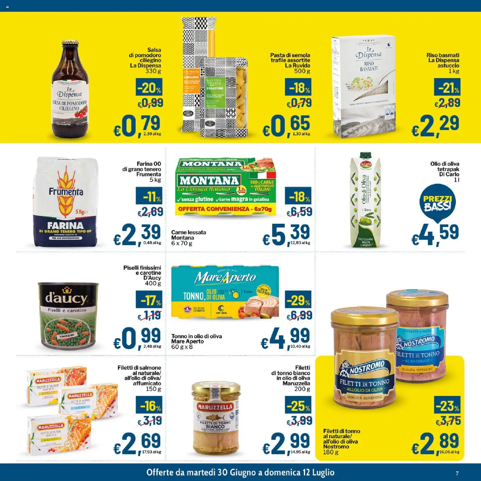 Volantino Qui Discount del 30/06/2026 | Pagina: 7 | Prodotti: Salmone, Riso, Pasta, Tonno al naturale