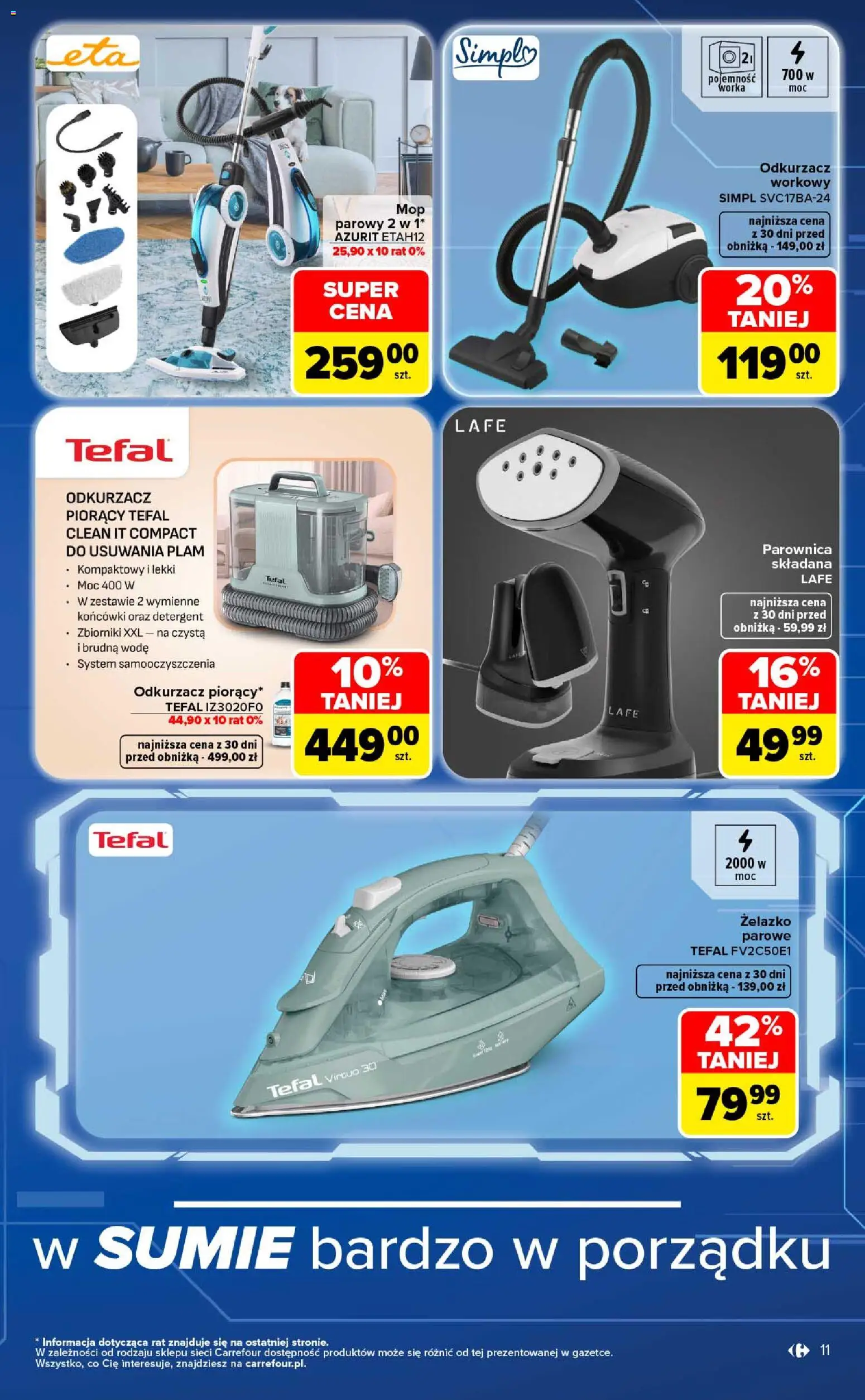 Carrefour gazetka - Same okazje od 10.08.2026 | Strona: 11 | Produkty: Żelazko, Parownica, Detergent, Tefal
