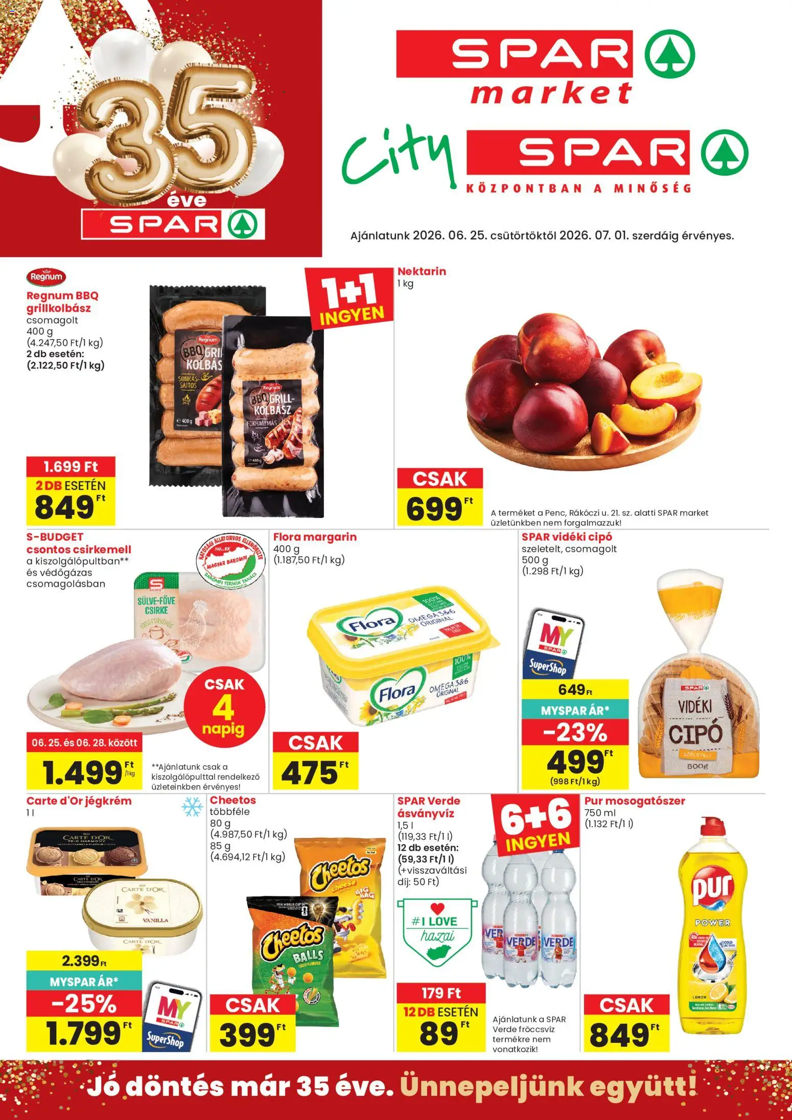 Spar akciós ujság - amely érvényes a következő dátumtól: 25.06.2026 | Oldal: 1