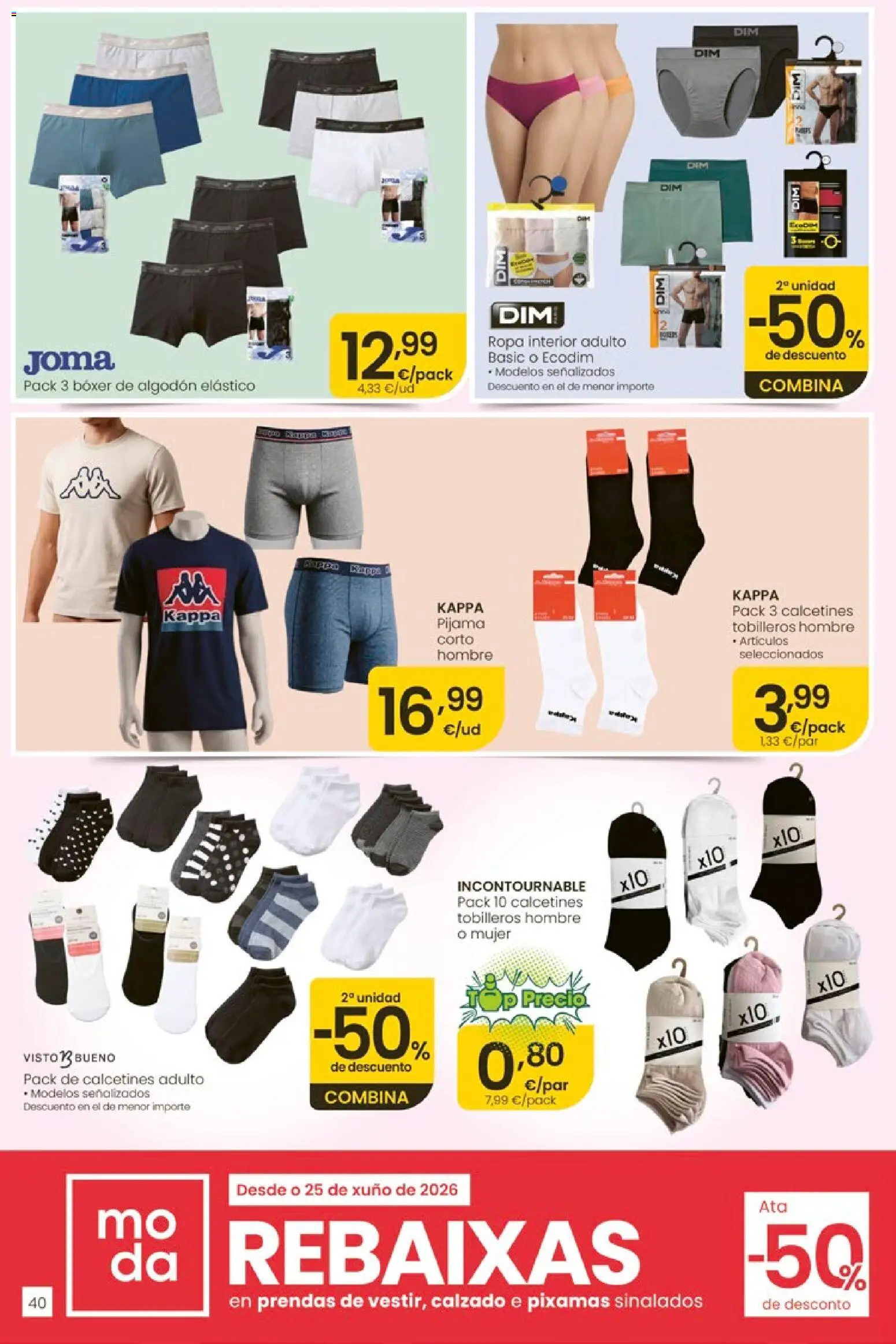 Eroski Ofertóns de verán │ válido desde el 11.06.2026 | Página: 40 | Productos: Ropa interior, Pijama, Ropa