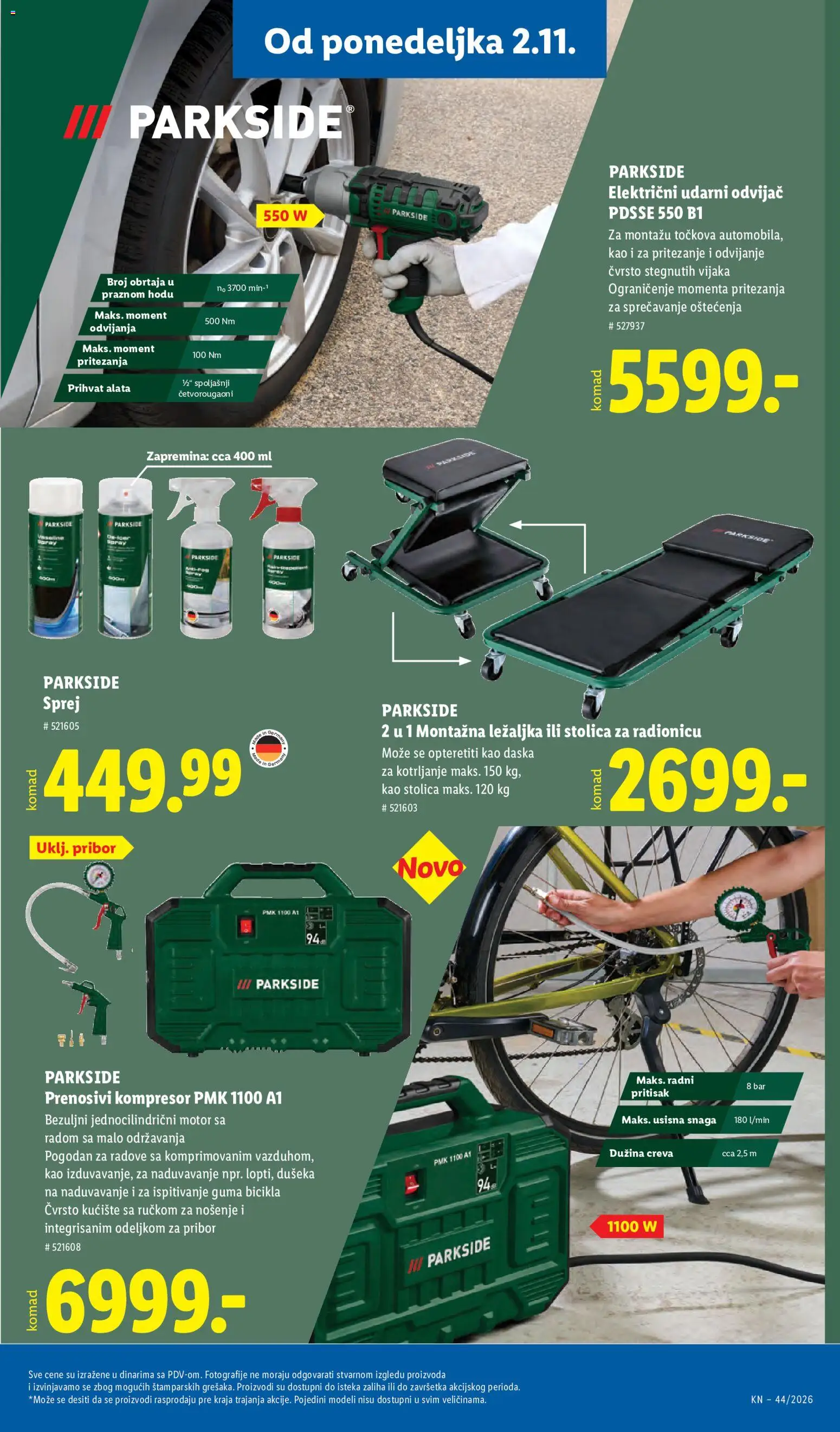 Lidl katalog - važi od 29.10.2026 | Strana: 95 | Proizvode: Parkside, Ležaljka, Stolica, Kompresor