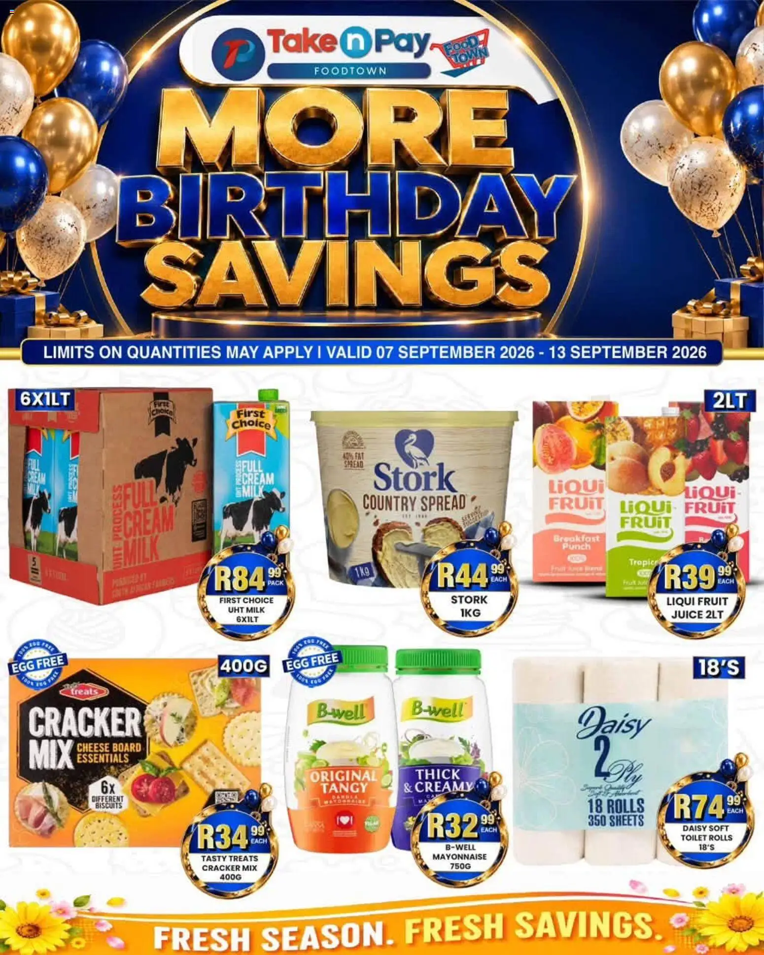 New Take n Pay catalogue – valid from 07/09/2026 | Page: 1 | Products: Spread, Breakfast, Toilet, Mayonnaise