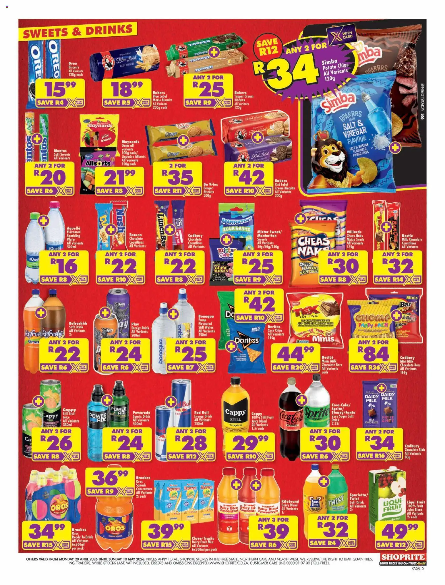 New Shoprite catalogue – valid from 20.04.2026 | Page: 5 | Products: Corn, Milk, Chips, Salt