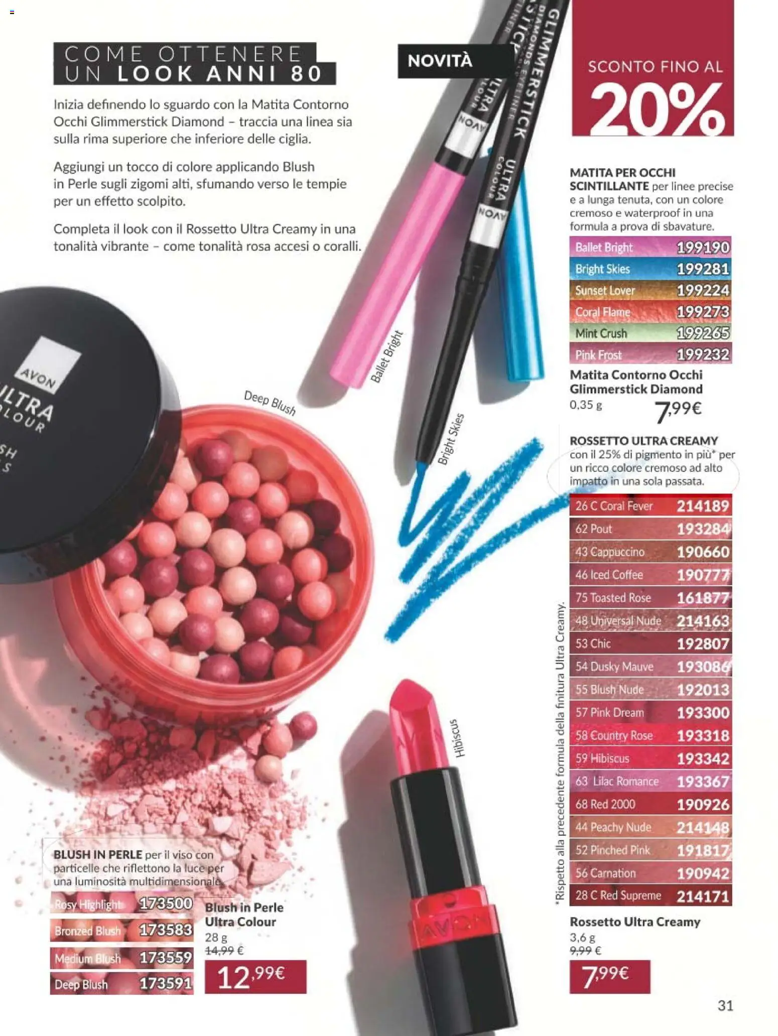 Volantino Avon del 01/09/2026 | Pagina: 31 | Prodotti: Eyeliner, Rossetto, Cappuccino, Blush
