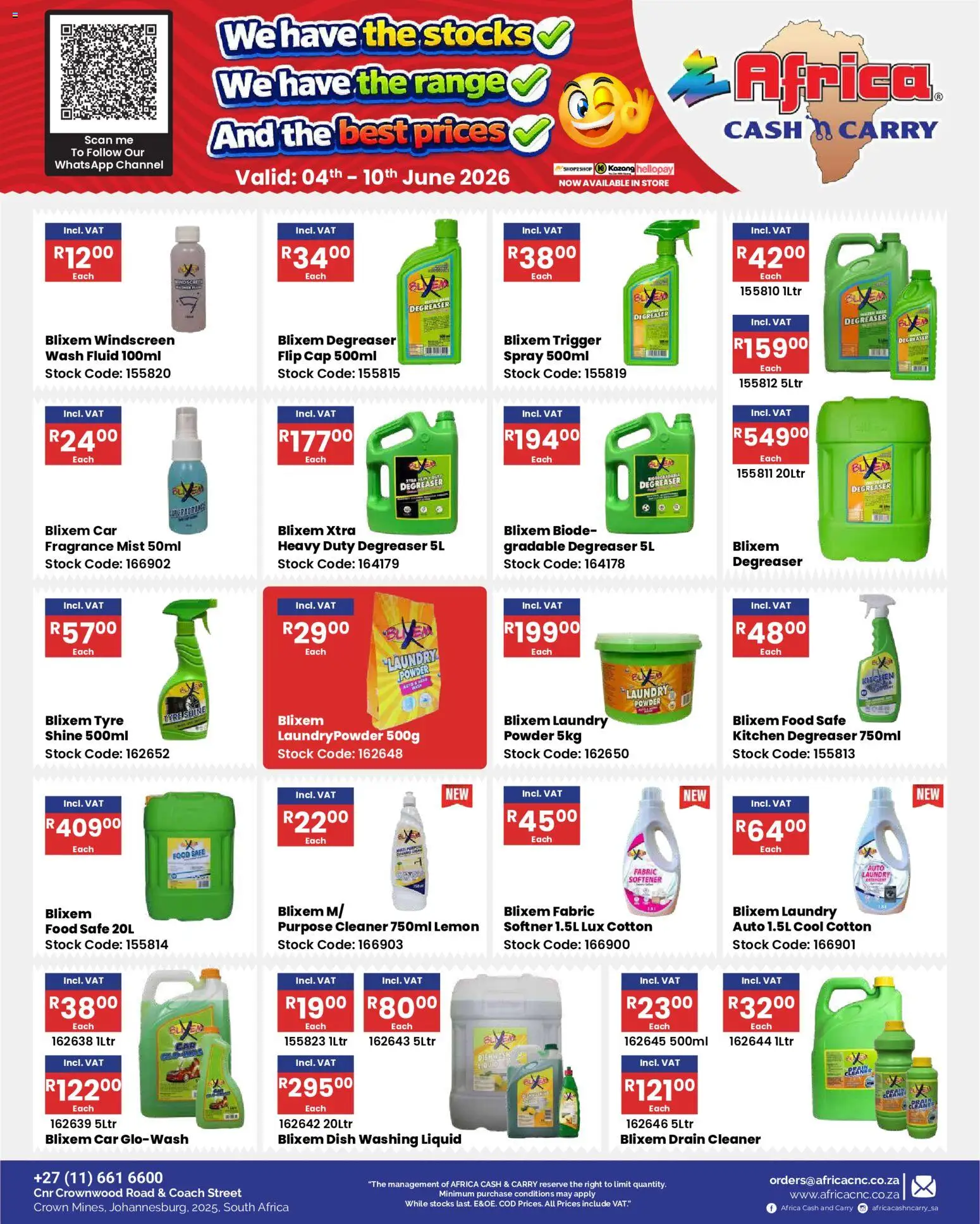 New Africa Cash & Carry catalogue – valid from 04.06.2026 | Page: 48 | Products: Softner, Powder, Degreaser, Lemon