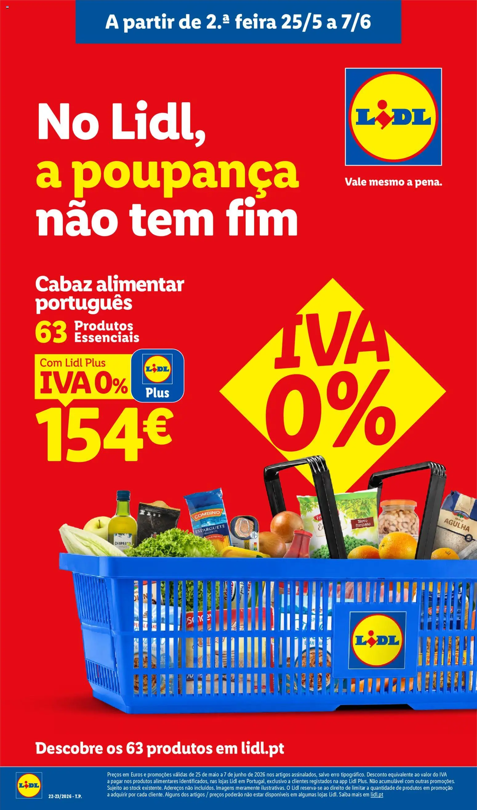 Lidl Folheto Especial Iva 0% │ válido de 25.05.2026 | Página: 1 | Produtos: Esparguete, Arroz