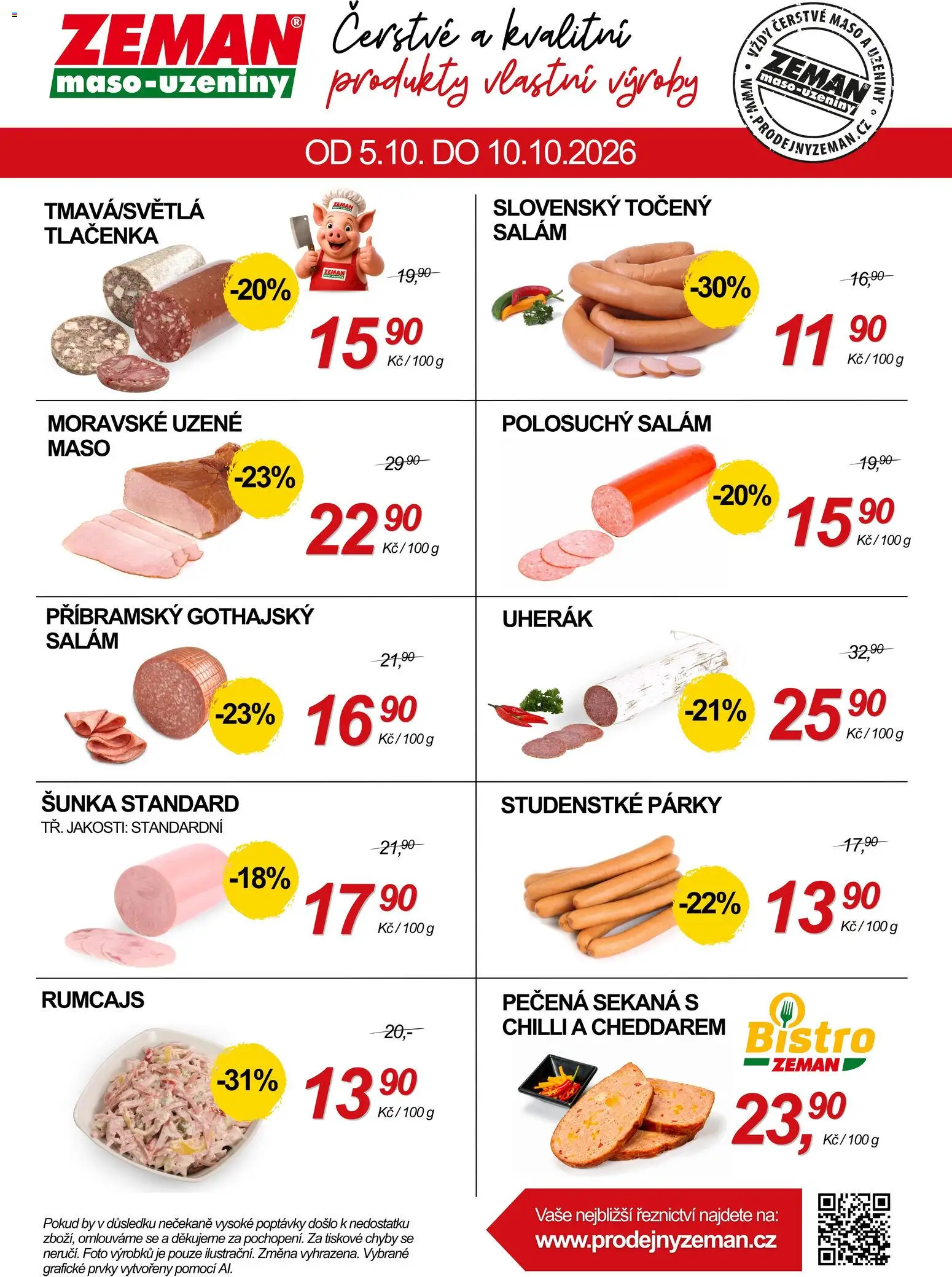 Prodejny Zeman leták od 05.10.2026 | Strana: 2 | Produkty: Salám, Šunka, Párky, Maso