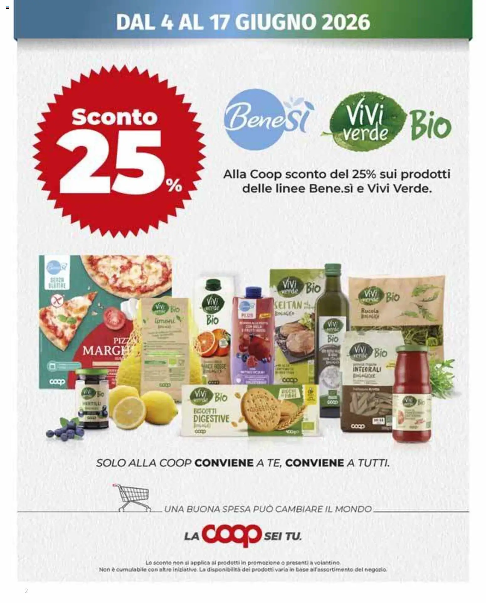 Volantino COOP del 11.06.2026 | Pagina: 2 | Prodotti: Rucola, Biscotti, Seitan