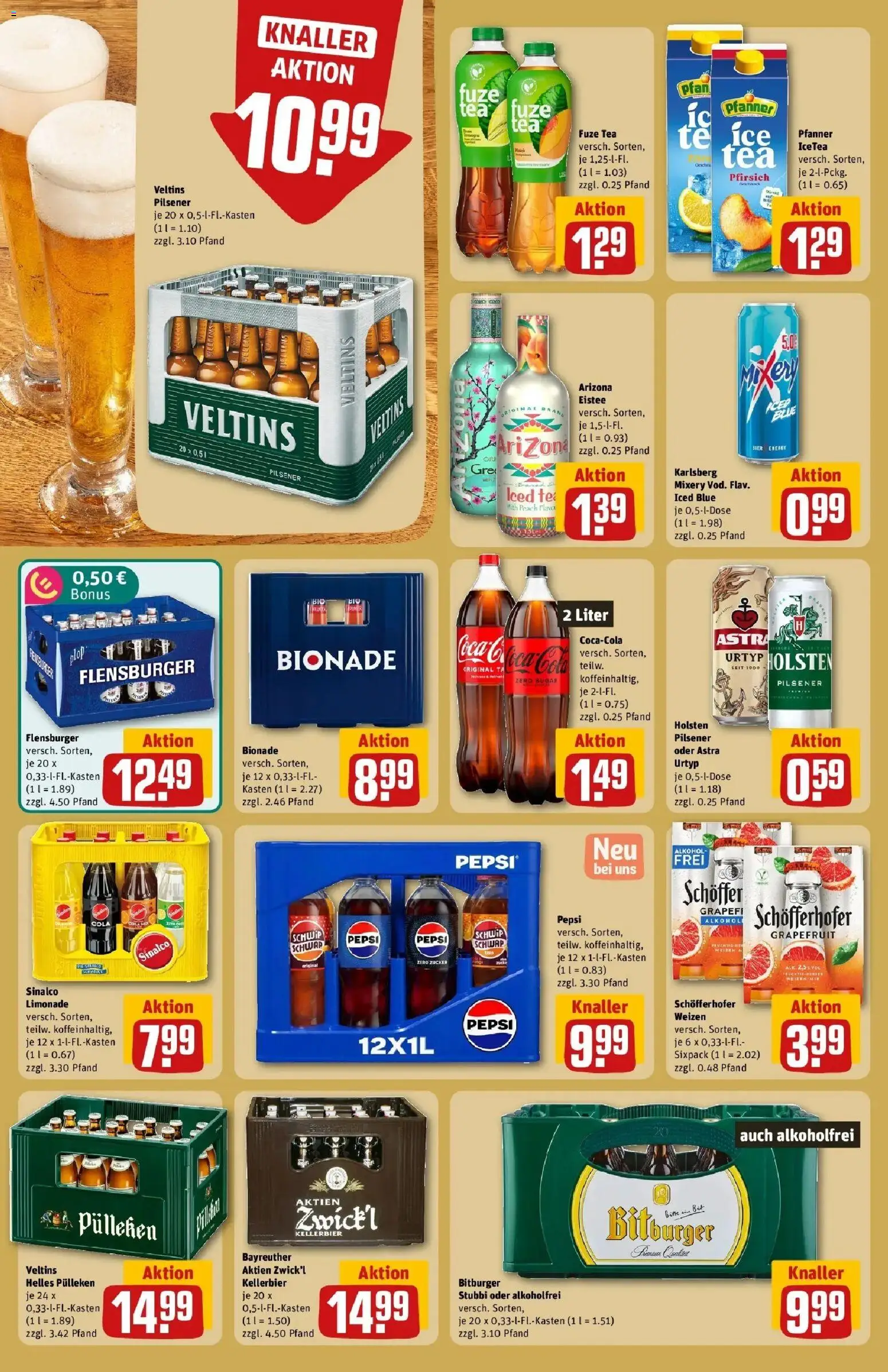 REWE Prospekt ab 10.08.2026 zum Blättern » Angebote | Seite: 18 | Produkte: Bitburger, Fuze tea, Bier, Holsten