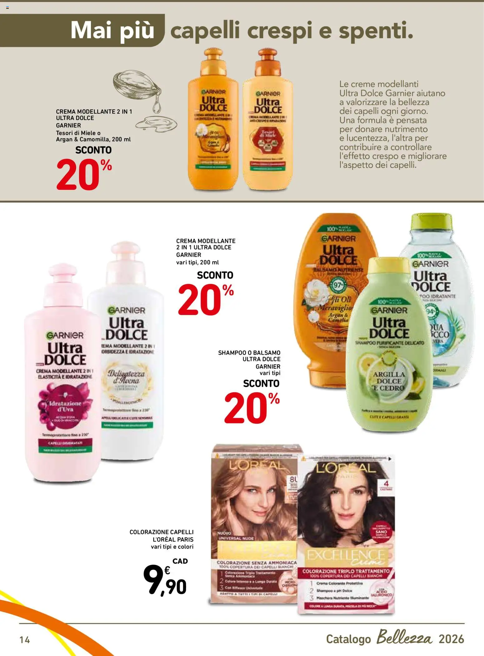 Volantino Spazio Conad del 18/09/2026 | Pagina: 14 | Prodotti: Shampoo, Balsamo, Crema, Colorazione capelli