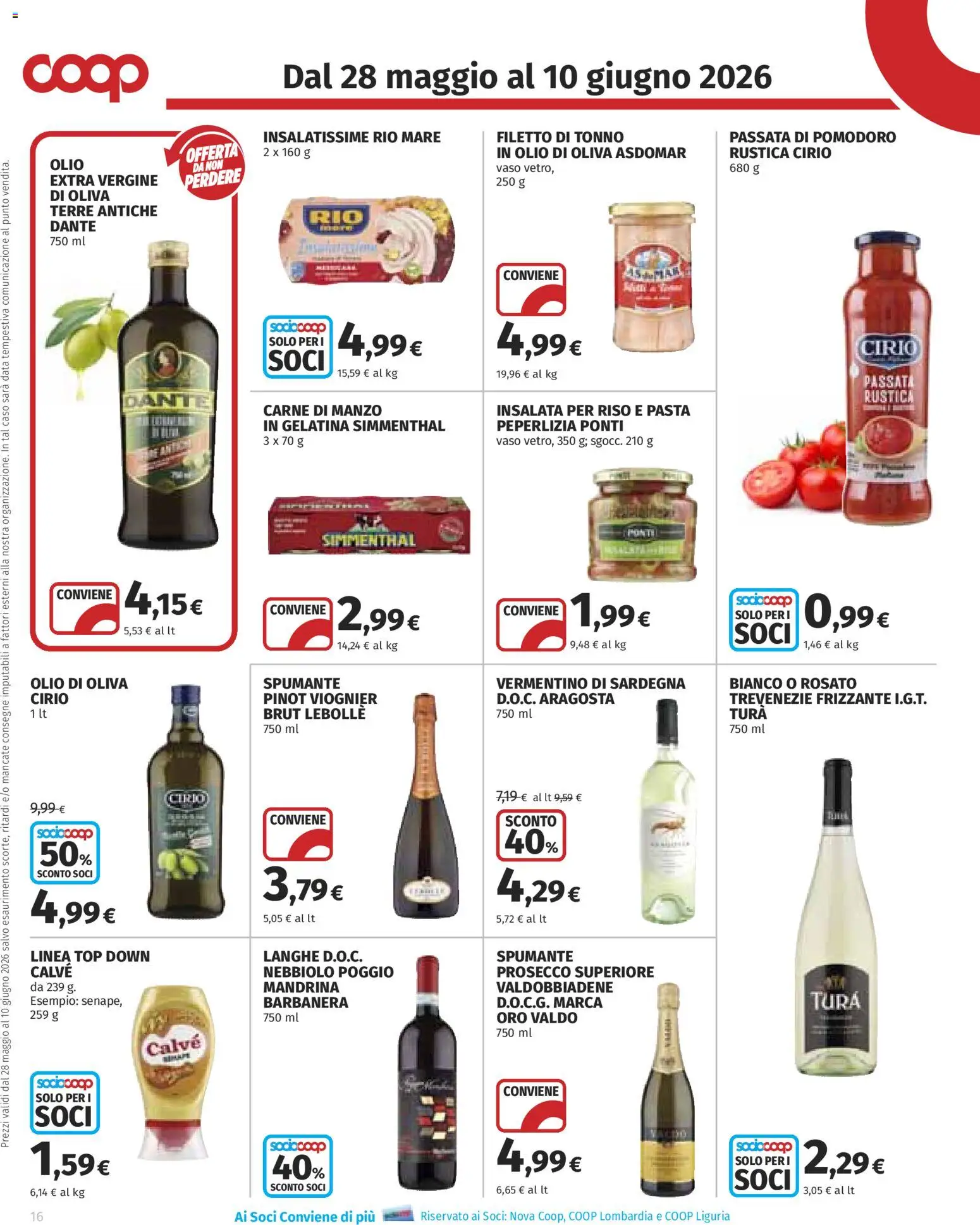 Volantino COOP del 28.05.2026 | Pagina: 16 | Prodotti: Manzo, Prosecco, Top, Olio di Oliva