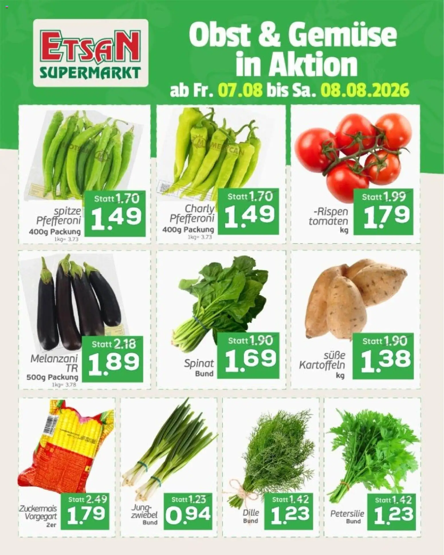 ETSAN Obst und Gemüse gültig ab 07.08.2026 | Seite: 1 | Produkte: Kartoffeln, Obst, Petersilie, Tomaten