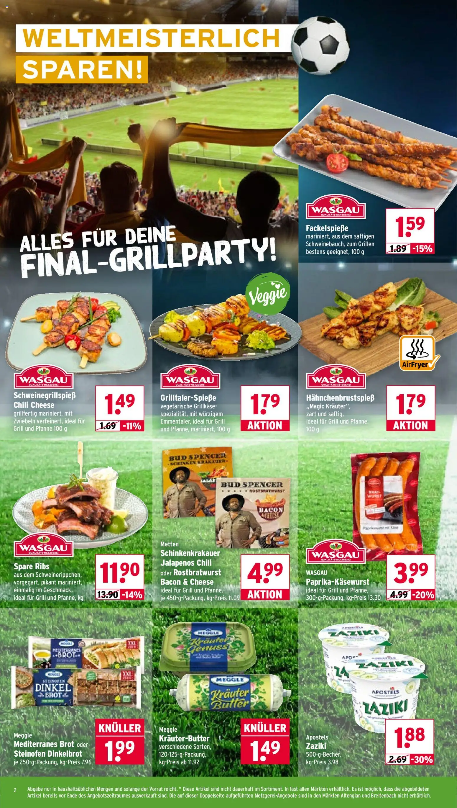 Wasgau Prospekt – gültig ab 13.07.2026 | Seite: 2 | Produkte: Spare ribs, Kräuterbutter, Zwiebeln, Brot