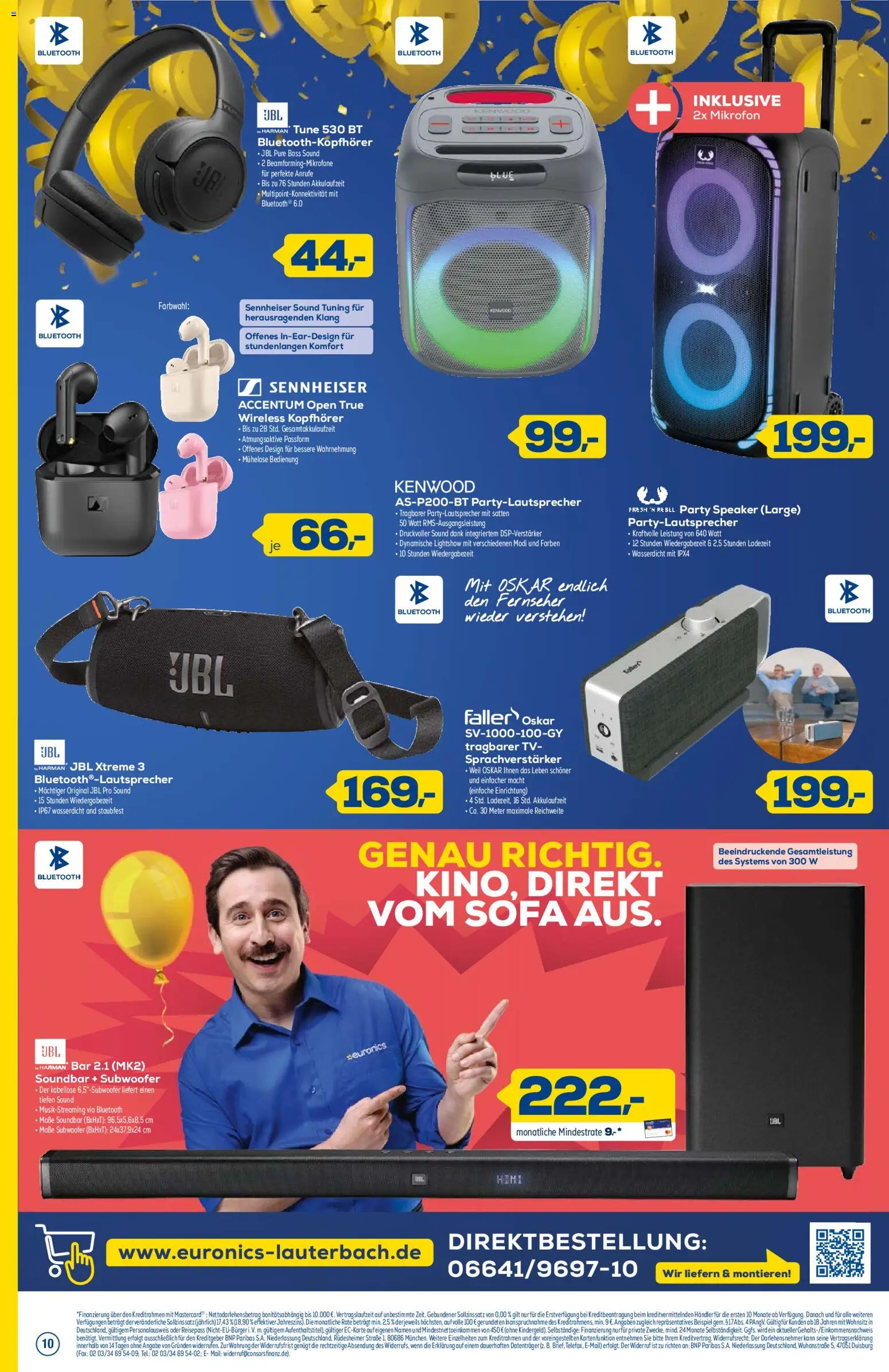 Euronics  Aktueller Prospekt – gültig ab 04.07.2026 | Seite: 10 | Produkte: Sofa, Soundbar, TV, Kopfhörer