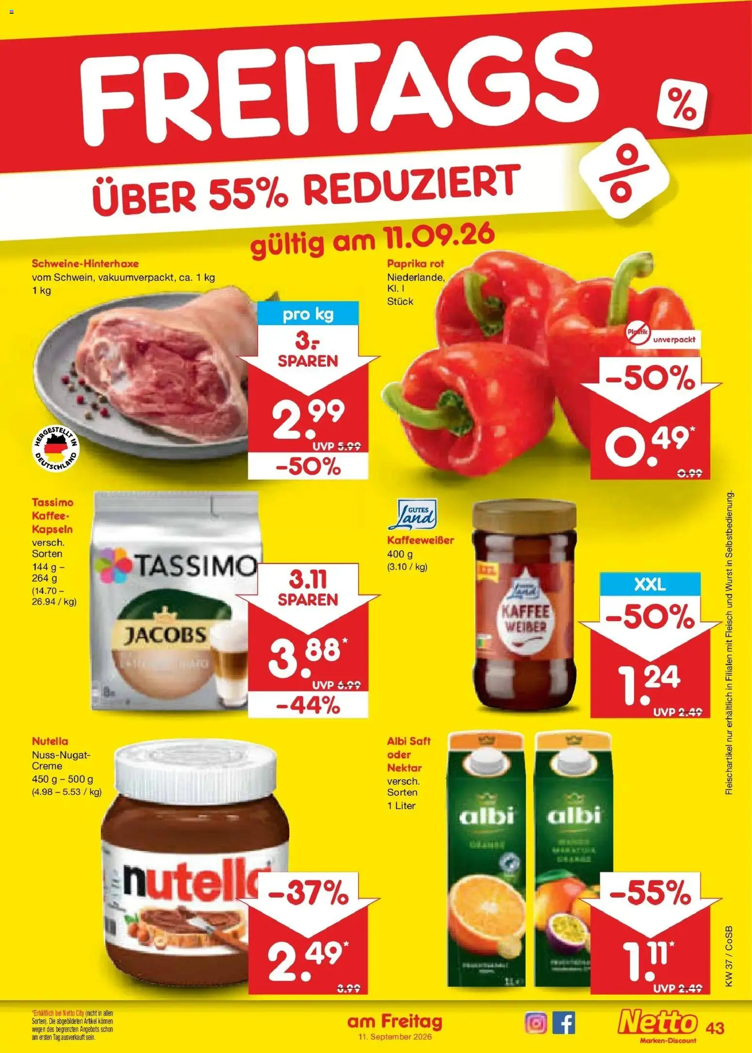 Netto Marken-Discount Prospekt Leipzig – gültig ab 07.09.2026 | Seite: 61 | Produkte: Kaffee, Nutella, Wurst, Fleisch