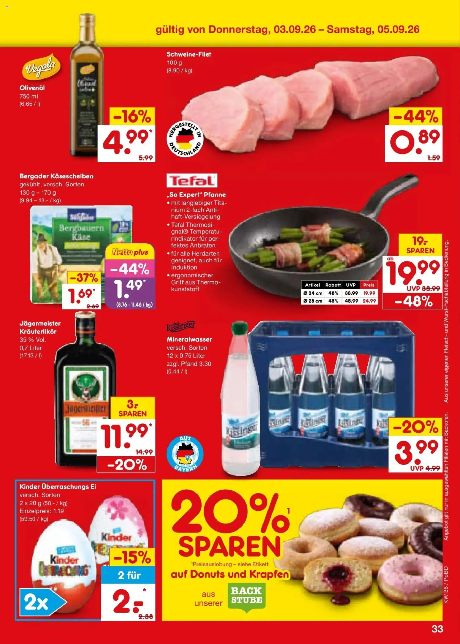 Netto Marken-Discount Prospekt Selb (ab 31.08.2026) » Angebote | Seite: 45 | Produkte: Olivenol, Krapfen, Schweinefilet, Jägermeister