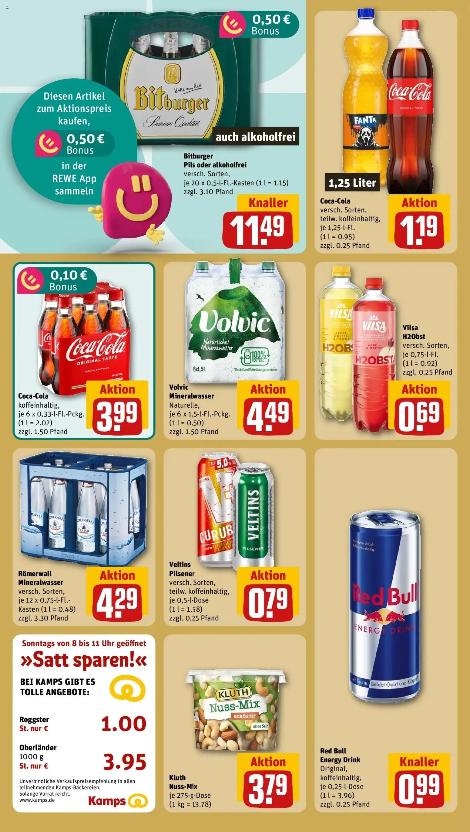 REWE Prospekt ab 05.10.2026 zum Blättern » Angebote | Seite: 18 | Produkte: Bitburger, Red bull, Salz, Volvic