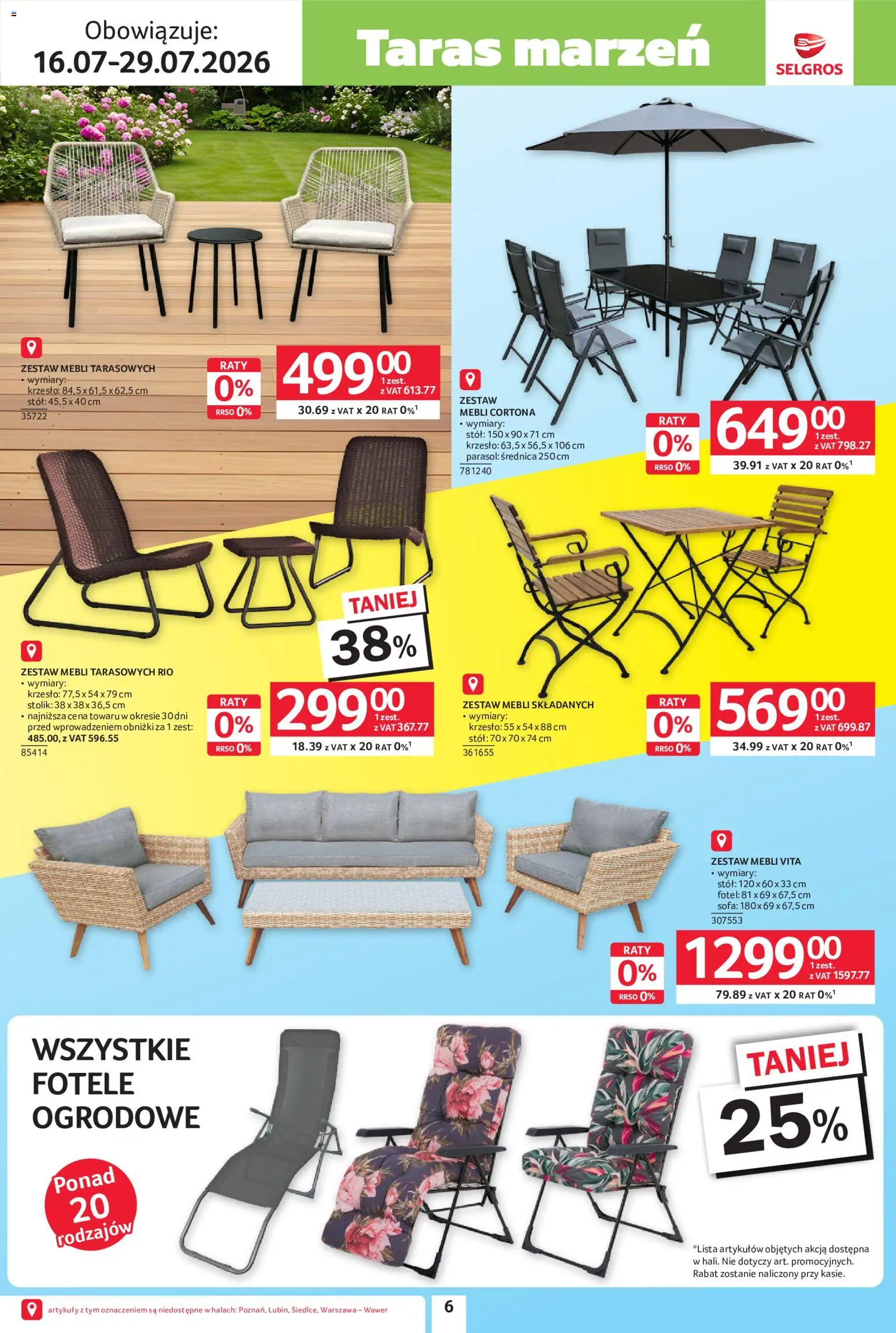 Selgros cash&carry gazetka - Black Weeks od 16.07.2026 | Strona: 6 | Produkty: Parasol, Sofa, Stół, Krzesło