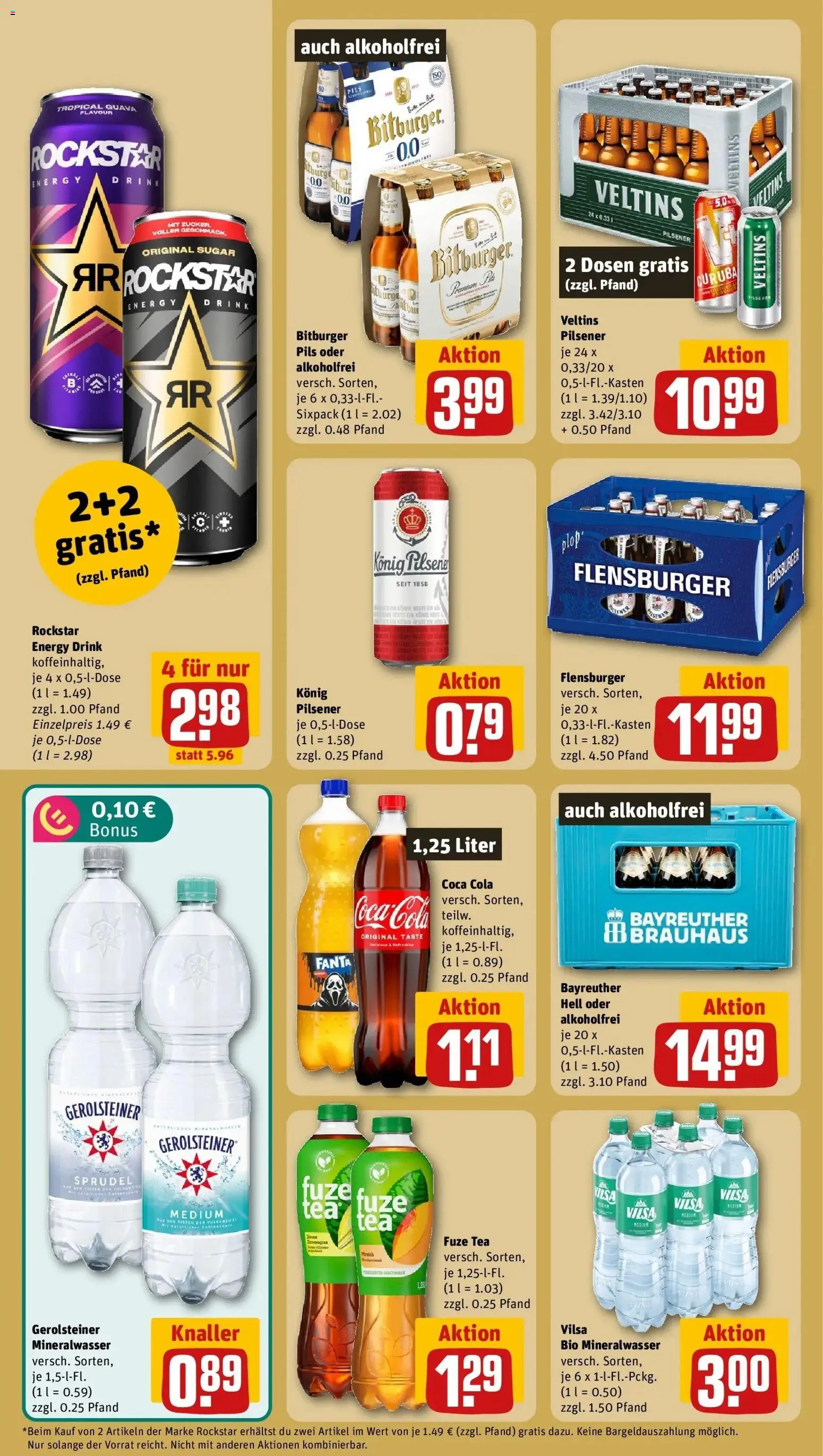 REWE Prospekt ab 07.09.2026 zum Blättern » Angebote | Seite: 18 | Produkte: Bitburger, Rockstar energy, Zucker, Veltins