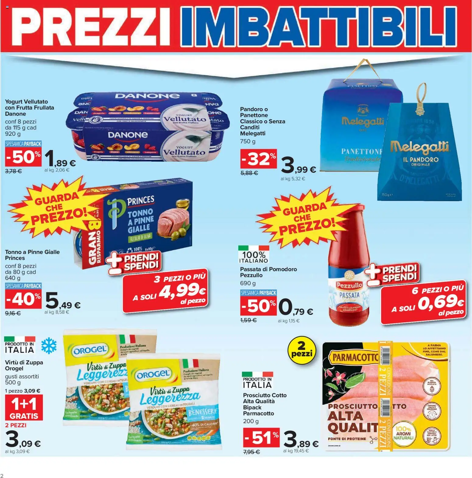 Volantino Carrefour del 23/10/2026 | Pagina: 2 | Prodotti: Yogurt, Frutta, Pinne, Tonno