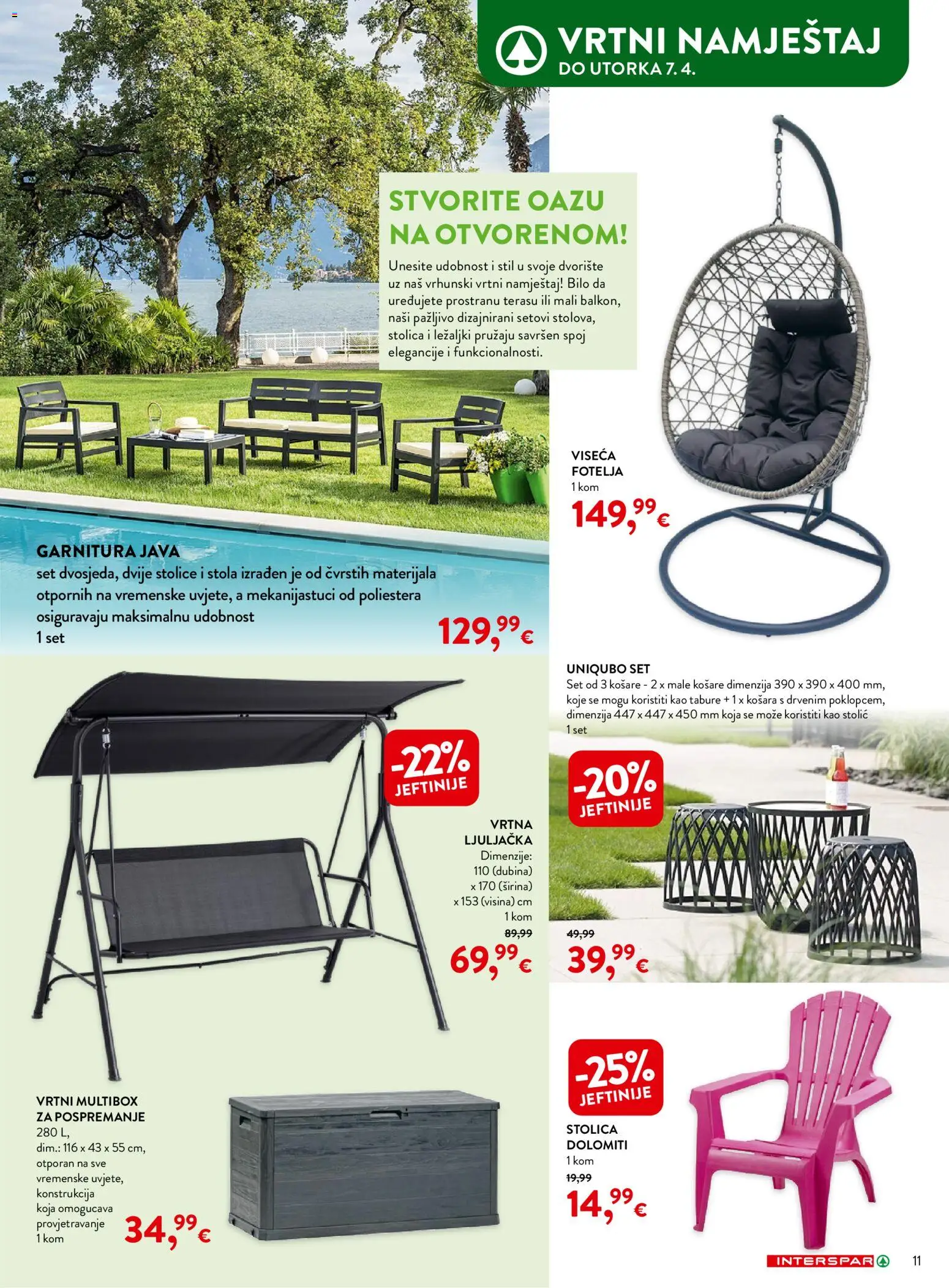 Interspar katalog | vrijedi od 04.03.2026 | Stranica: 11 | Proizvodi: Fotelja, Vrtni namještaj, Tabure, Košare