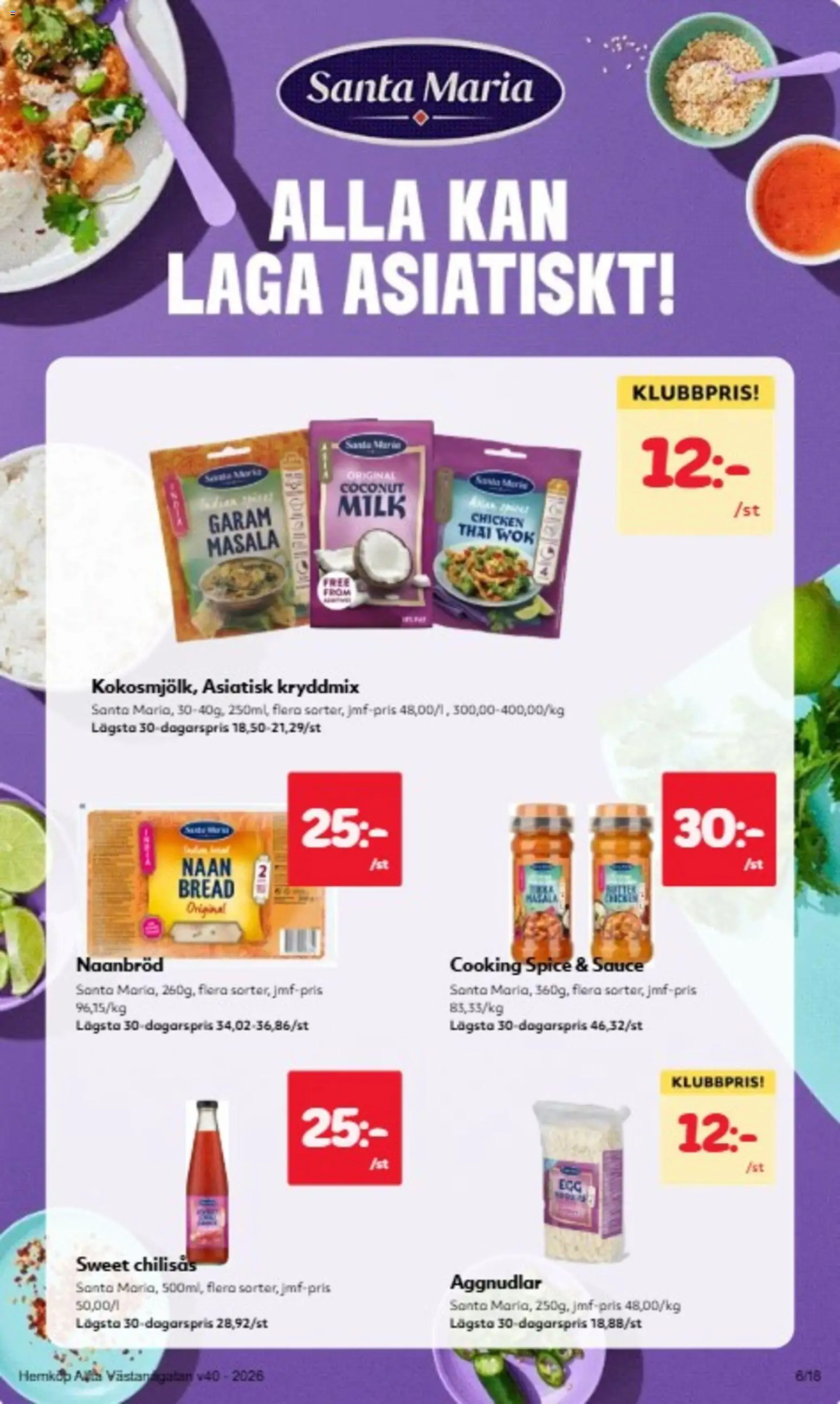 Hemköp reklamblad aktuell från 28/09/2026 | Sida: 6 | Produkter: Sweet chilisås, Äggnudlar