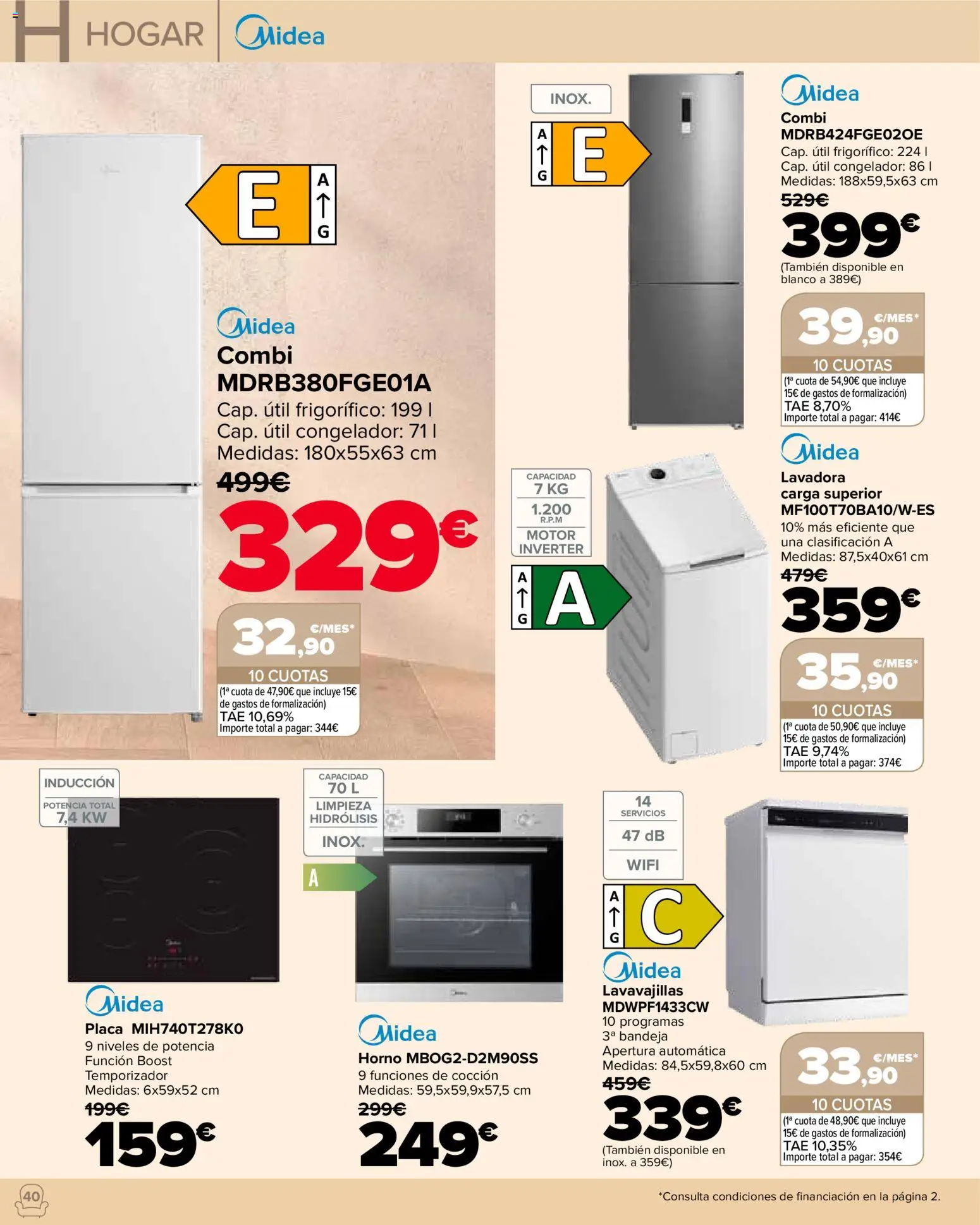 Carrefour Hogar │ válido desde el 22/09/2026 | Página: 40 | Productos: Congelador, Horno, Lavavajillas, Bandeja