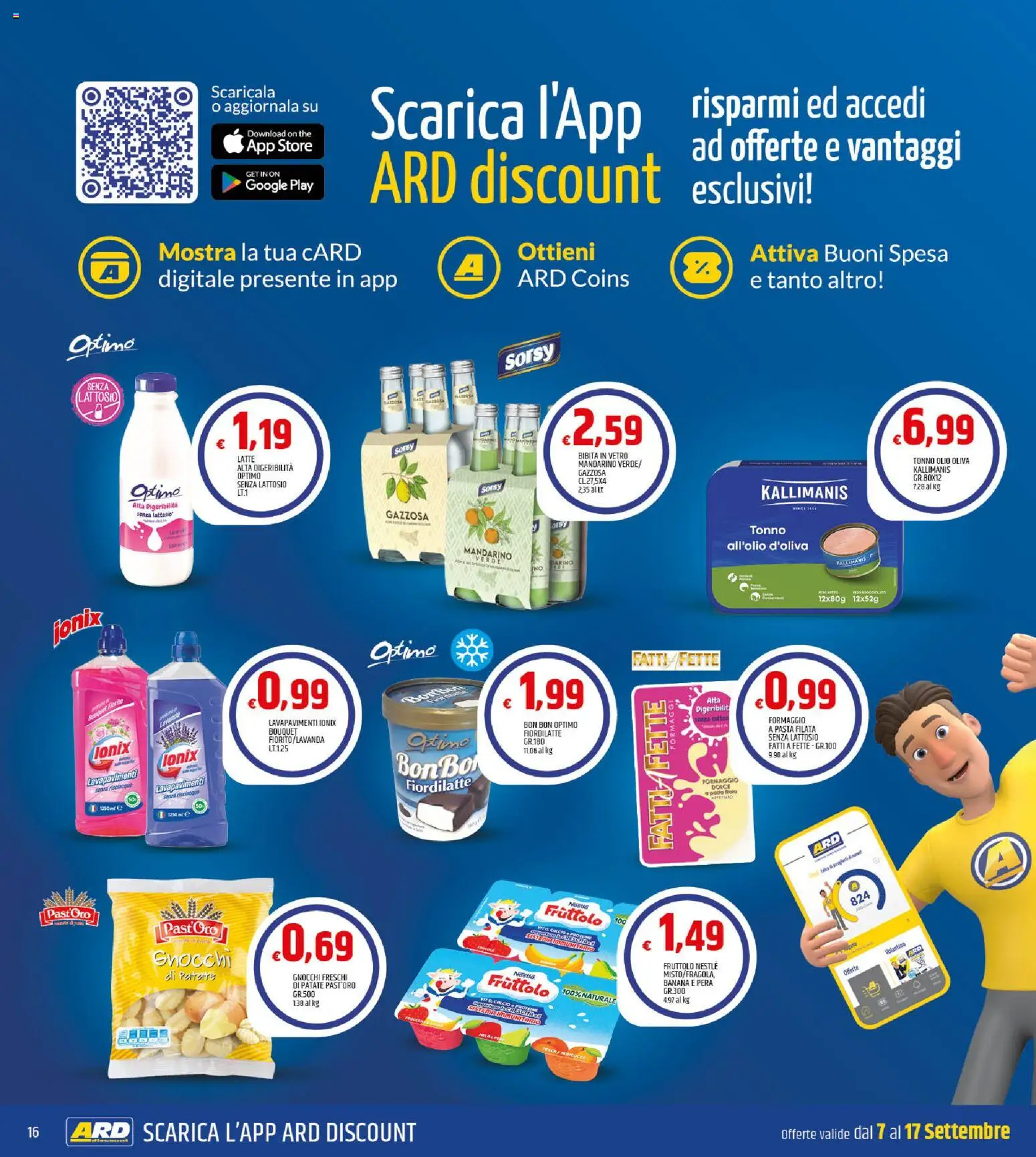 Volantino ARD Discount del 07/09/2026 | Pagina: 16 | Prodotti: Patate, Tonno, Bibita, Gnocchi