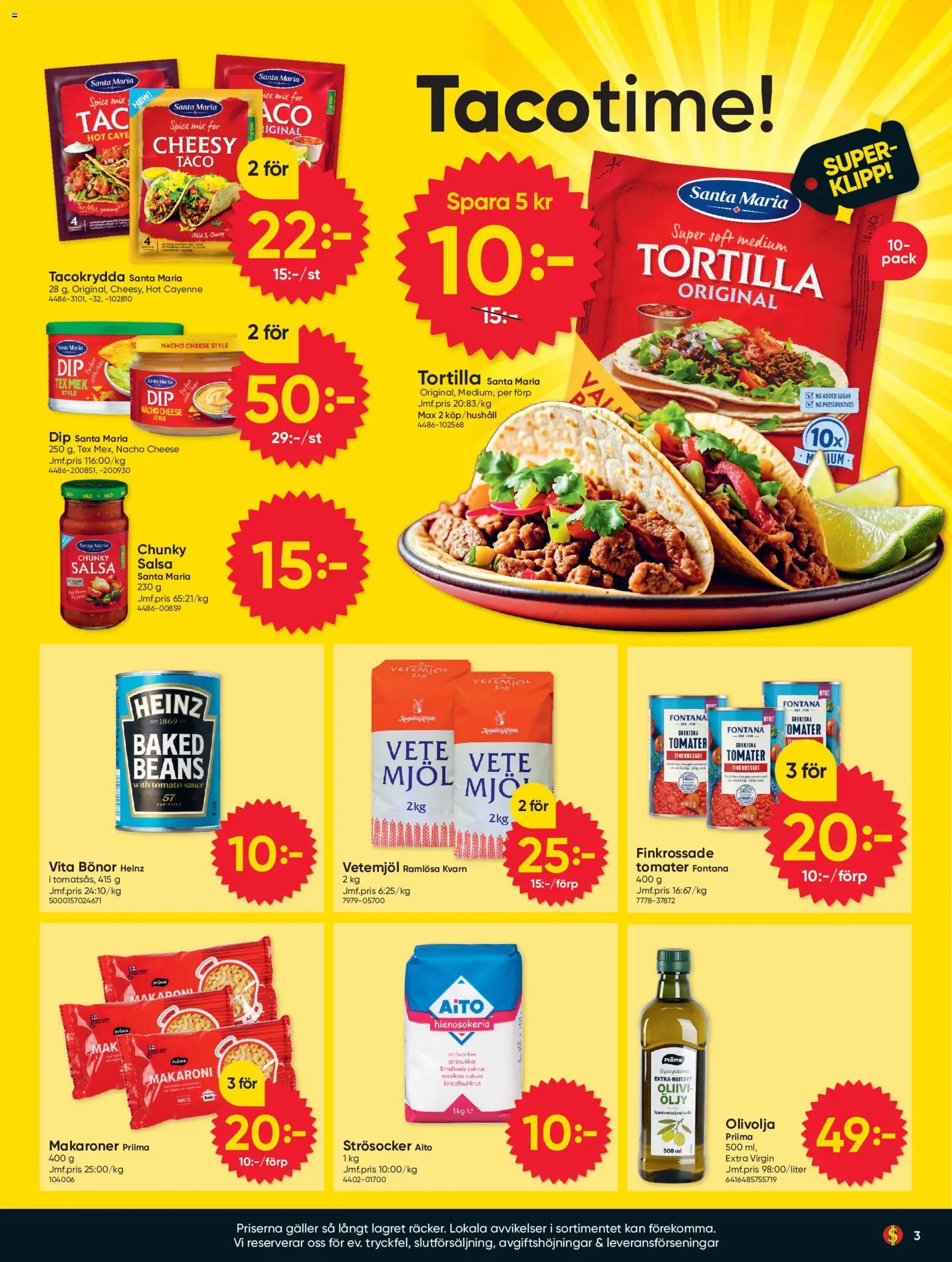 Dollar Store reklamblad aktuell från 24/08/2026 | Sida: 3 | Produkter: Tortilla, Makaroner, Bönor, Vetemjöl