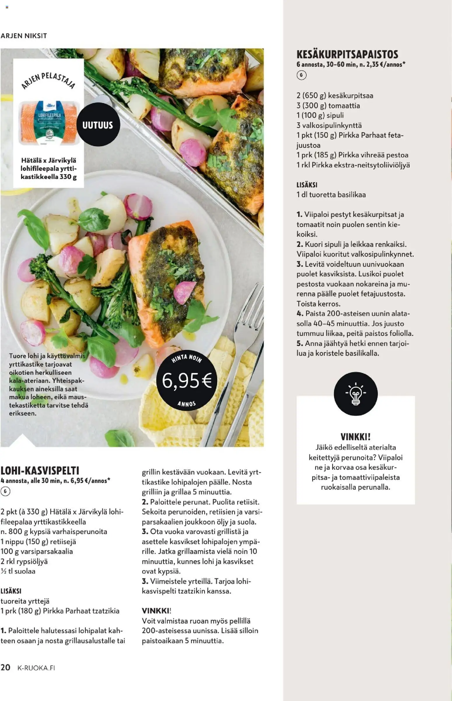 K-Citymarket tarjoukset - K-Ruoka – voimassa 10.06.2026 alkaen | Sivu: 20 | Tuotteet: Lohi, Juusto, Öljy, Tomaatit