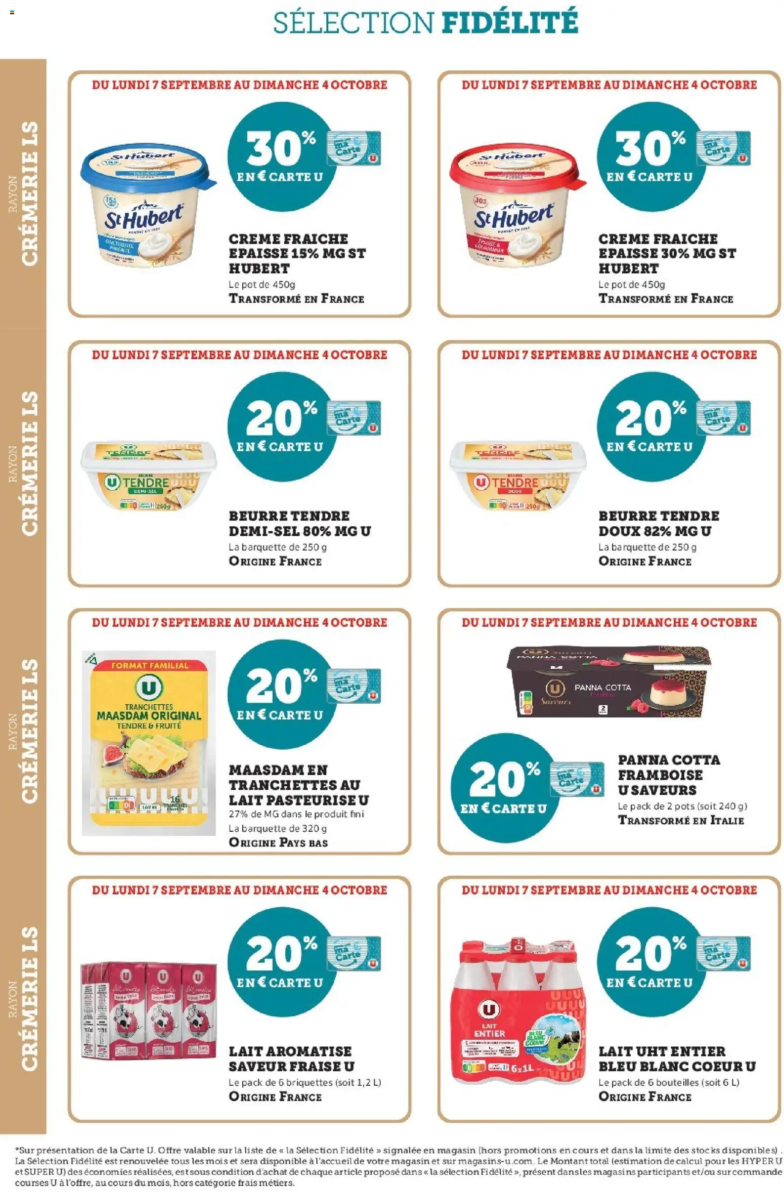 {H1} | Page: 8 | Produits: Lait entier, Briquettes, Beurre, Crème fraiche