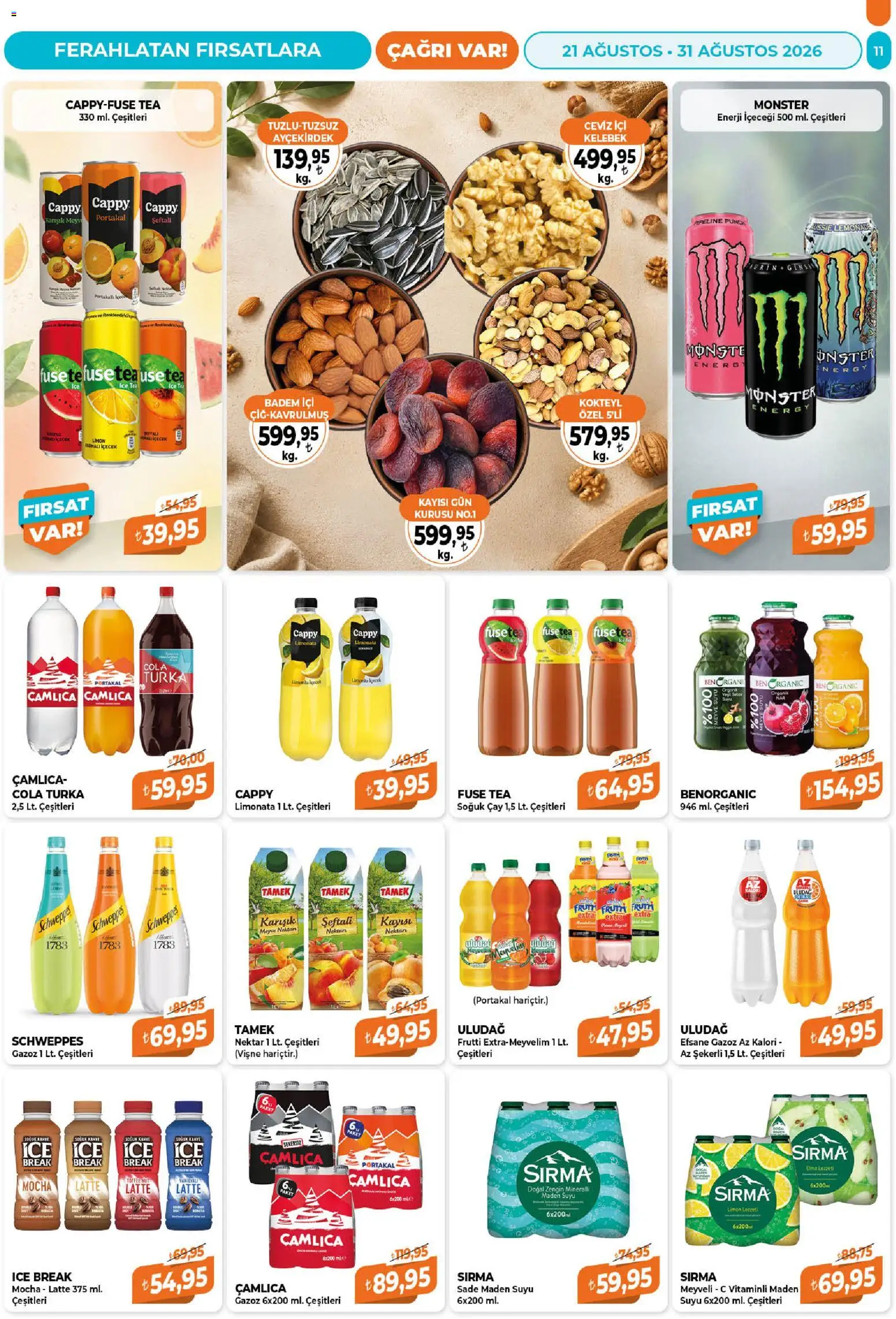 Çağrı Market Katalog - 21 Ağustos 2026 tarihinden itibaren geçerlidir | Sayfa: 11 | Ürünler: Çay, Ceviz, Soğuk çay, Ice tea
