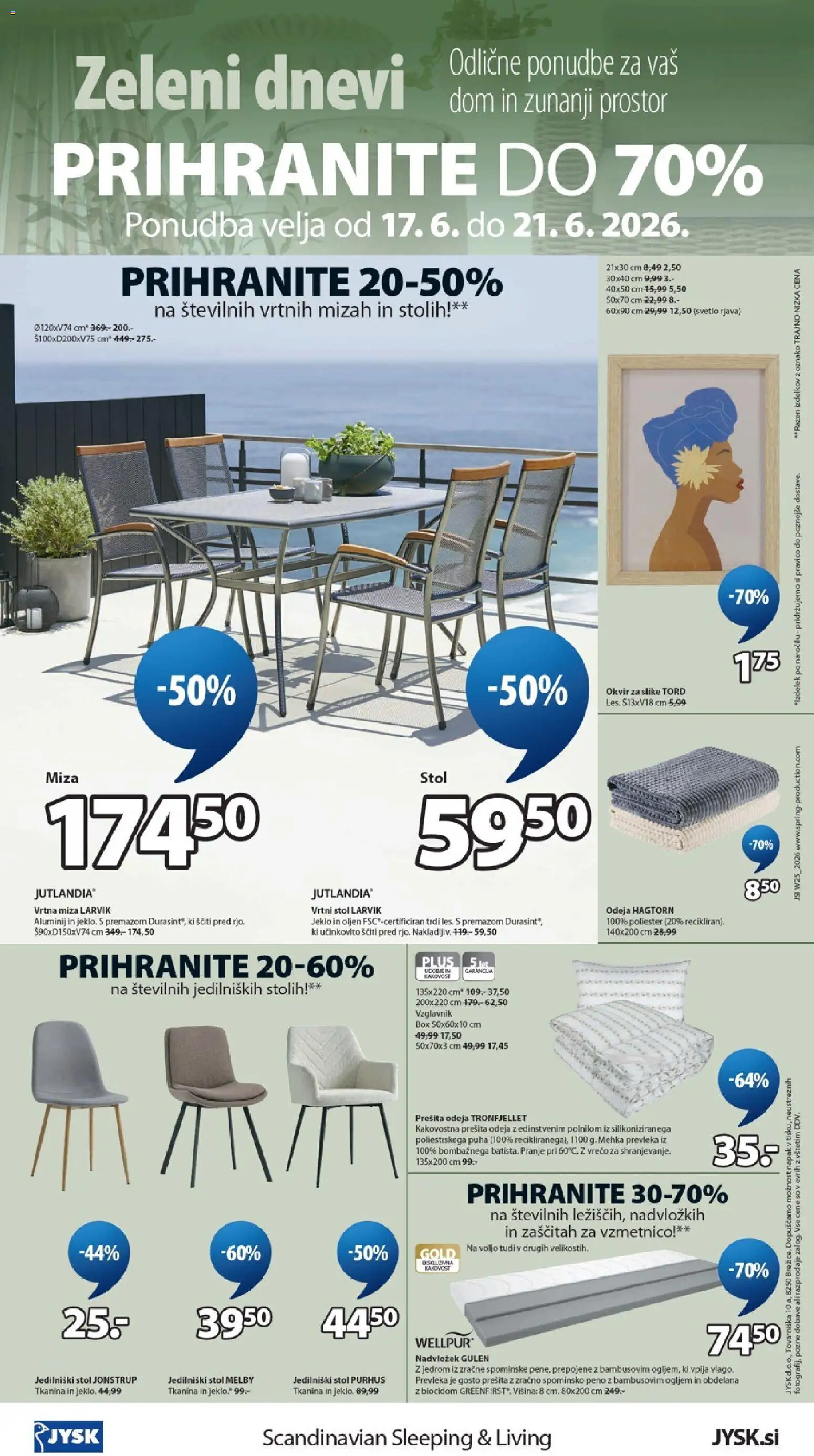 Novi JYSK katalog ponudbe – veljaven od 17.06.2026 | Stran: 16 | Izdelki: Nadvložek, Okvir za slike, Miza, Stol