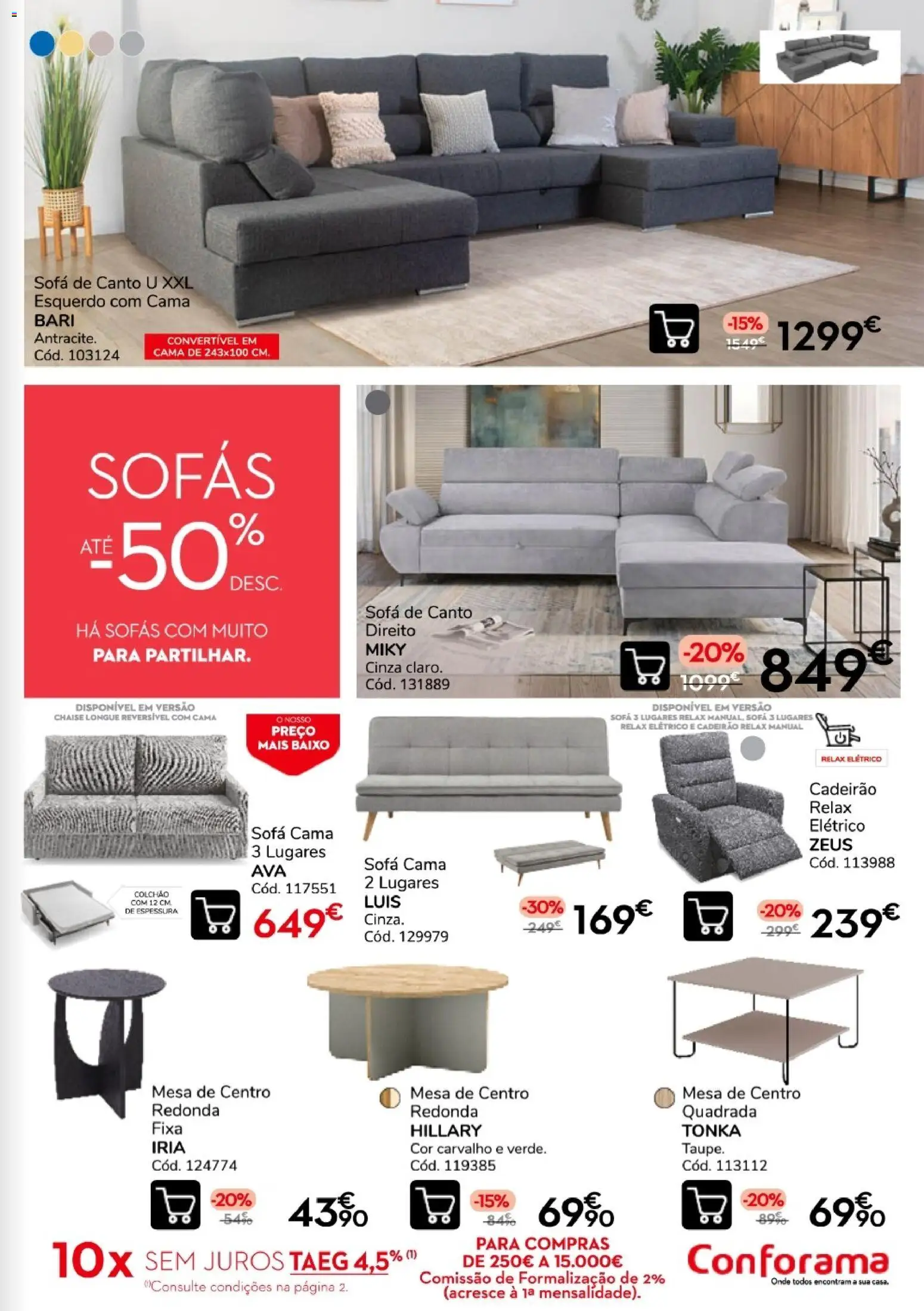 Conforama - Quinzena top │ válido de 10/09/2026 | Página: 5 | Produtos: Sofás, Cama, Colchão, Mesa