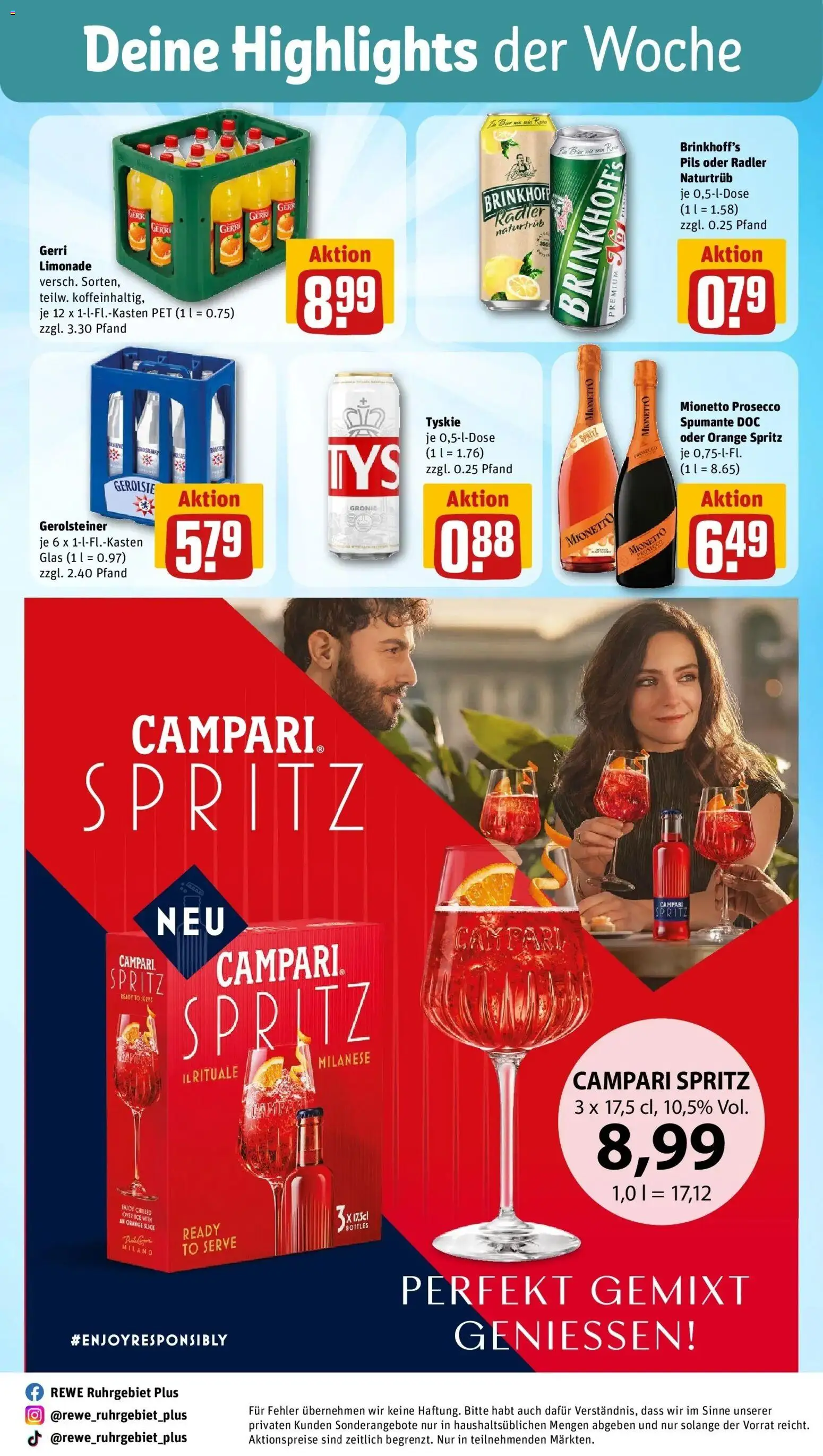 REWE Prospekt ab 24.08.2026 zum Blättern » Angebote | Seite: 26 | Produkte: Campari, Limonade, Prosecco, Radler