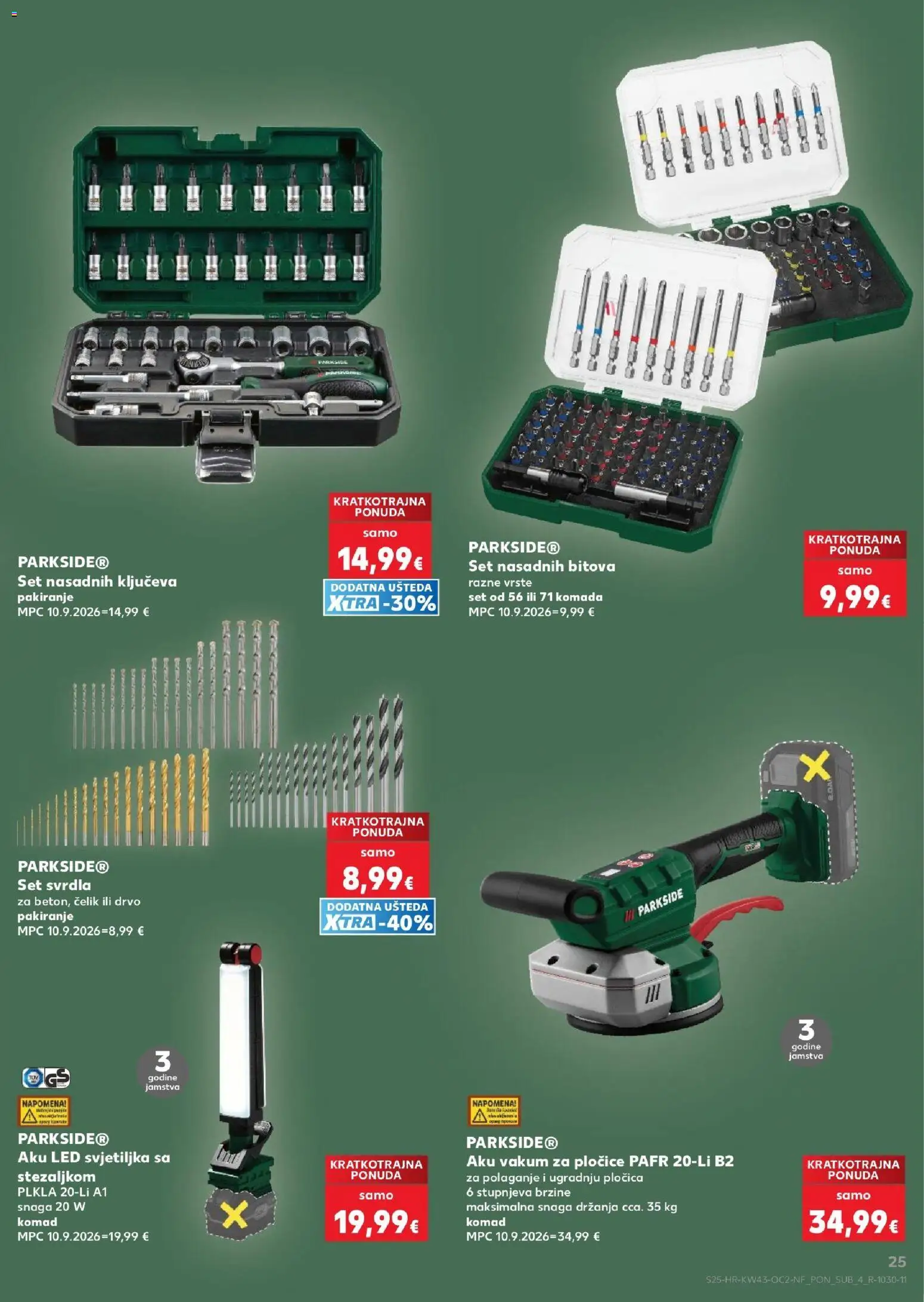 Kaufland katalog | vrijedi od 21.10.2026 | Stranica: 25 | Proizvodi: Set svrdla, Pločice, Led svjetiljka, Parkside