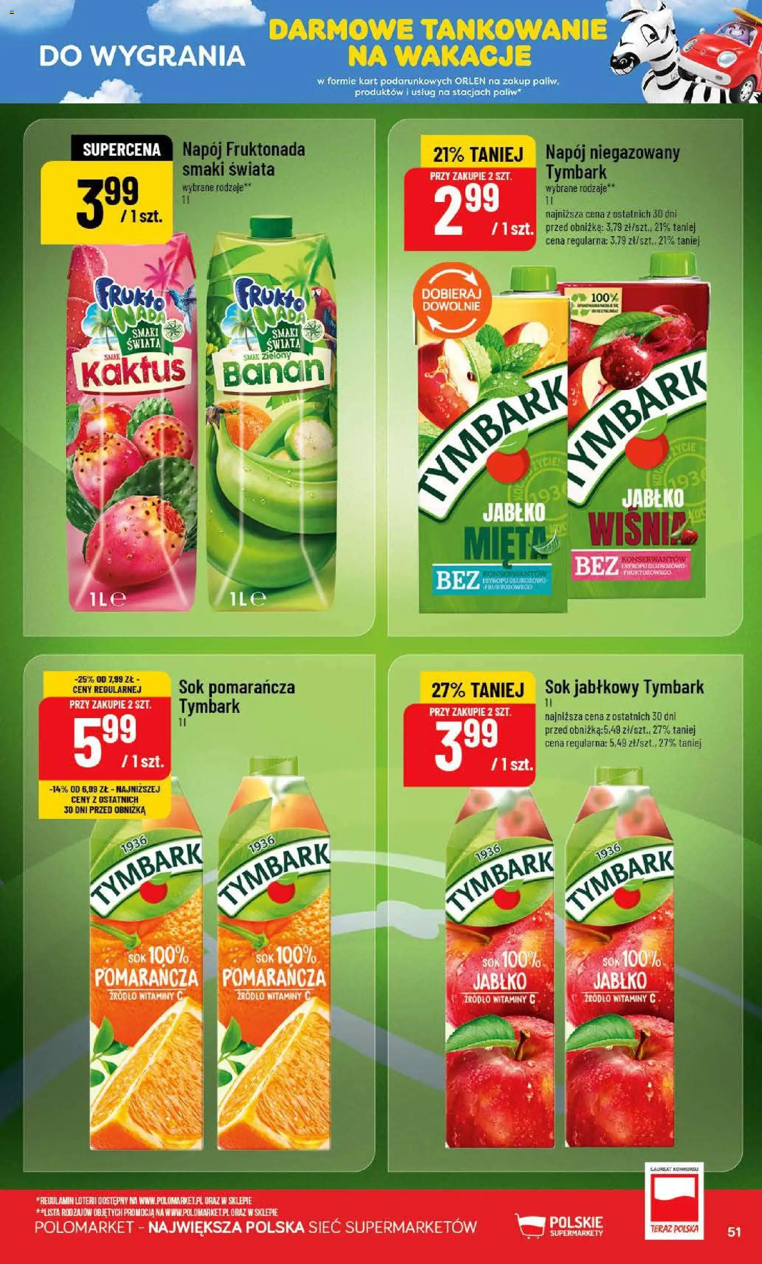 POLOmarket gazetka od 15.07.2026 | Strona: 51 | Produkty: Tymbark, Sok jabłkowy, Sok, Banan
