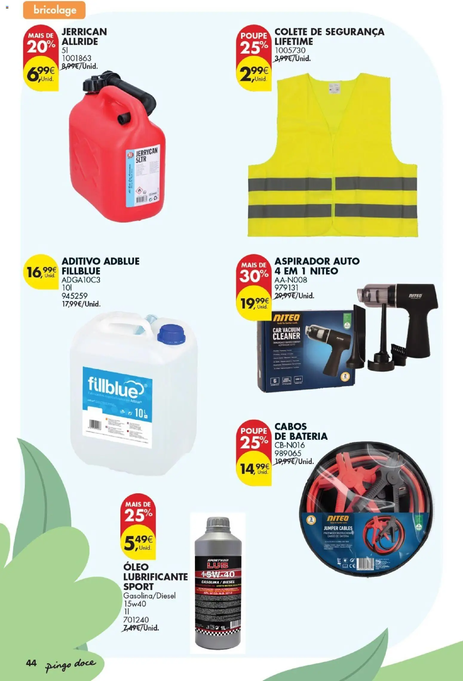 Pingo Doce Bazar Verão │ válido de 09.06.2026 | Página: 44 | Produtos: Aspirador, Bateria, Óleo, Colete