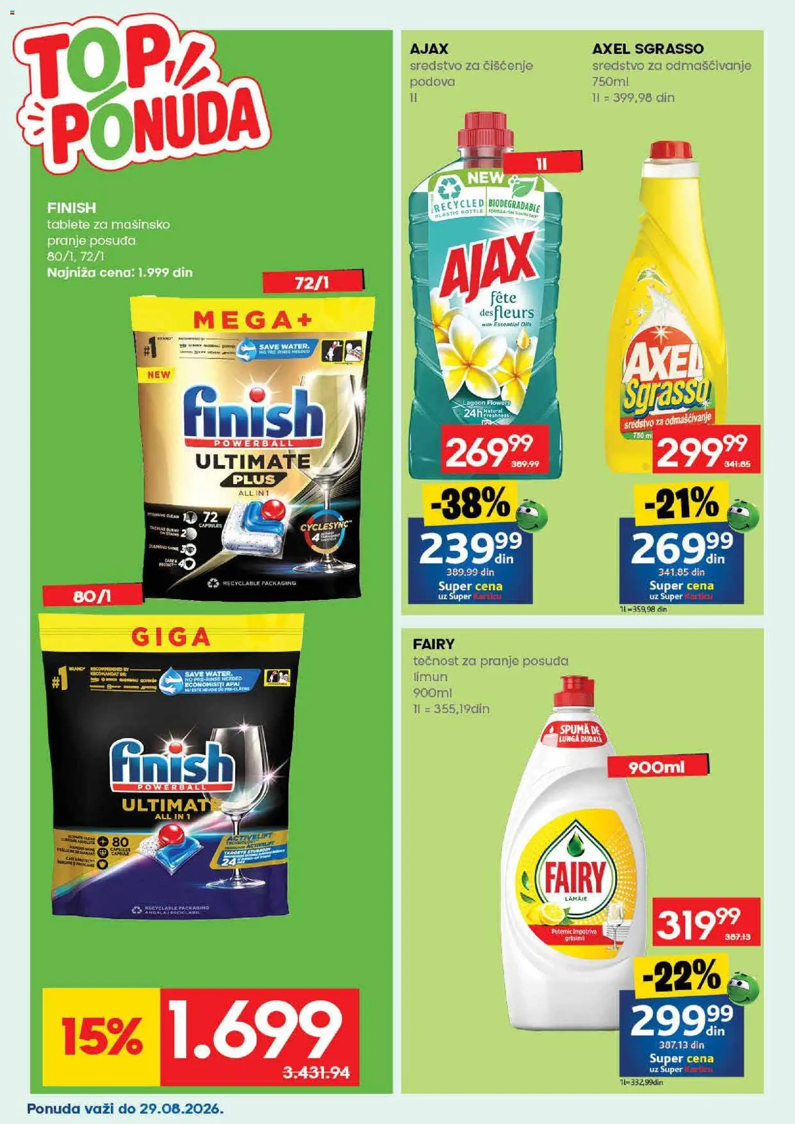 Mercator katalog - važi od 17.08.2026 | Strana: 54 | Proizvode: Finish, Sredstvo za čišćenje, Limun, Ajax