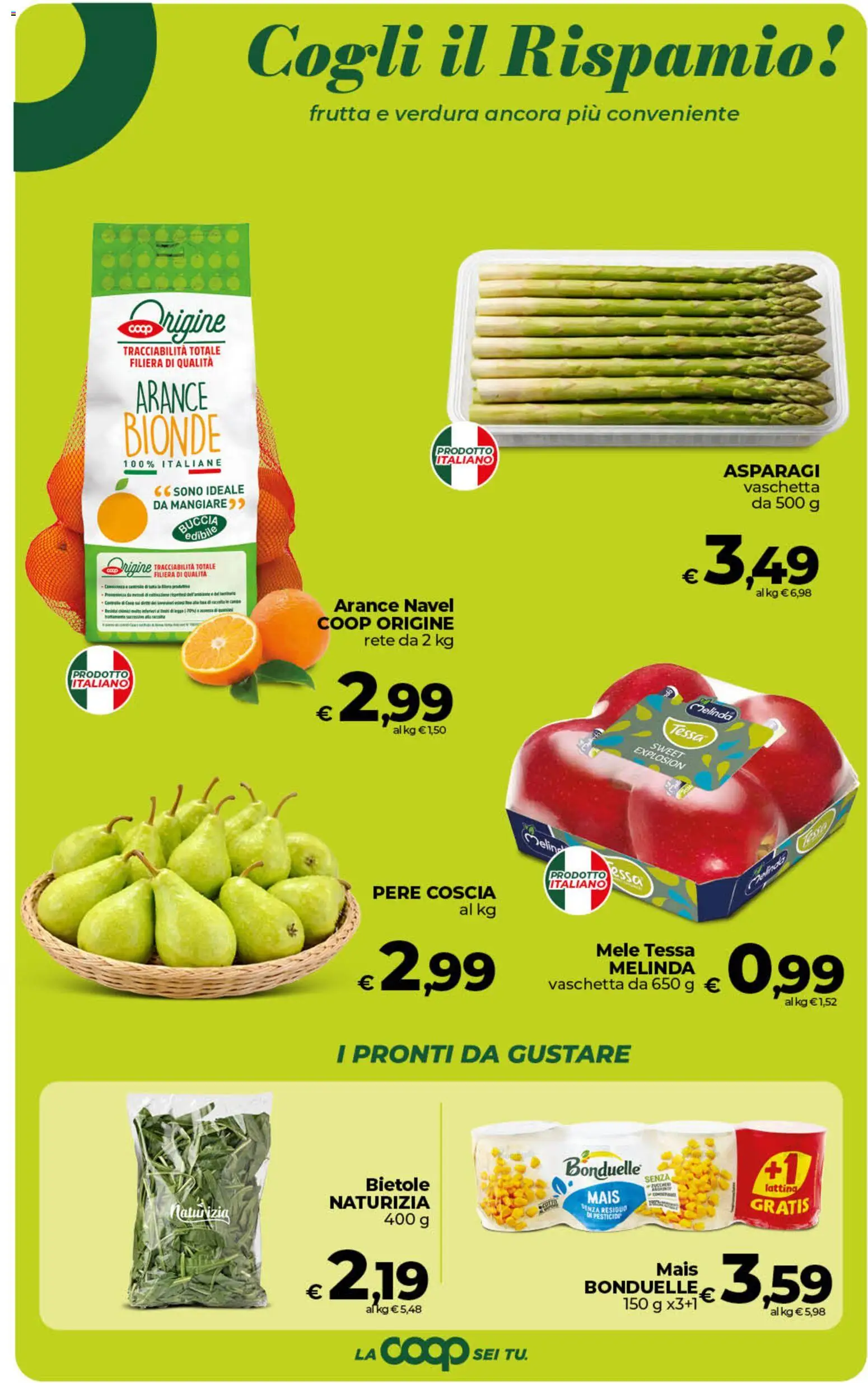Volantino COOP del 07.04.2026 | Pagina: 21 | Prodotti: Arance, Frutta, Asparagi, Mais