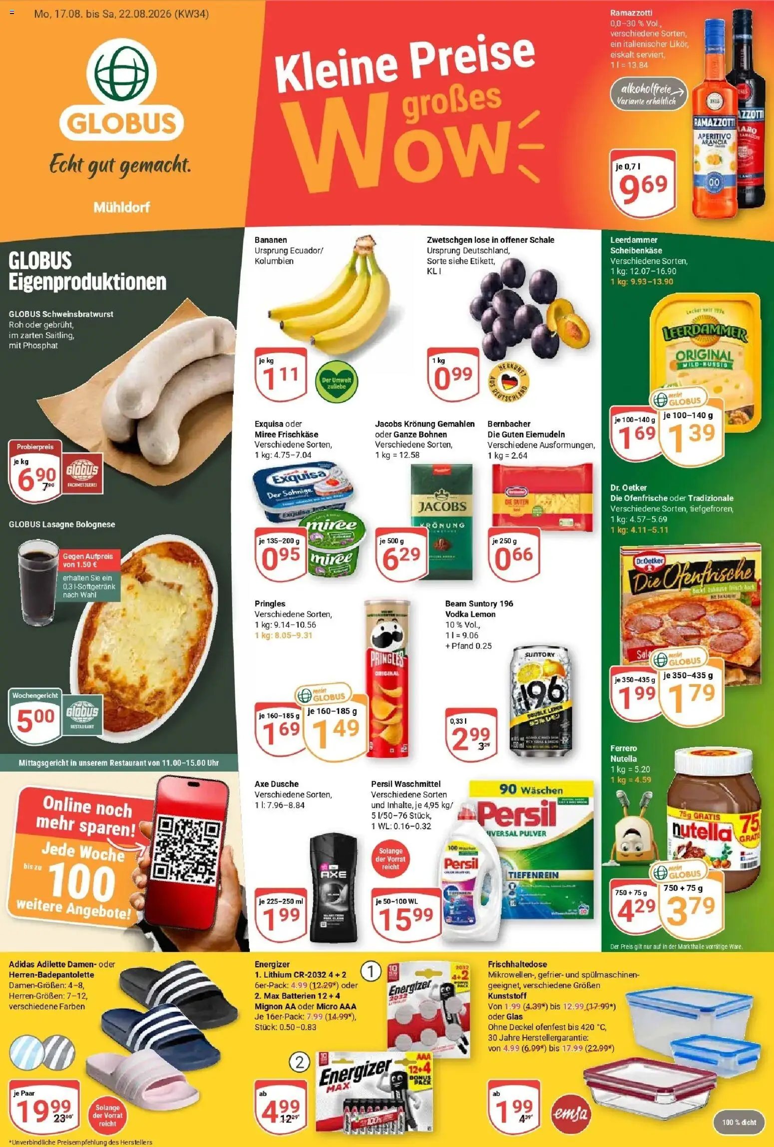 Globus Prospekt Mühldorf (ab 17.08.2026) » Angebote online | Seite: 1 | Produkte: Zwetschgen, Leerdammer, Nutella, Ramazzotti