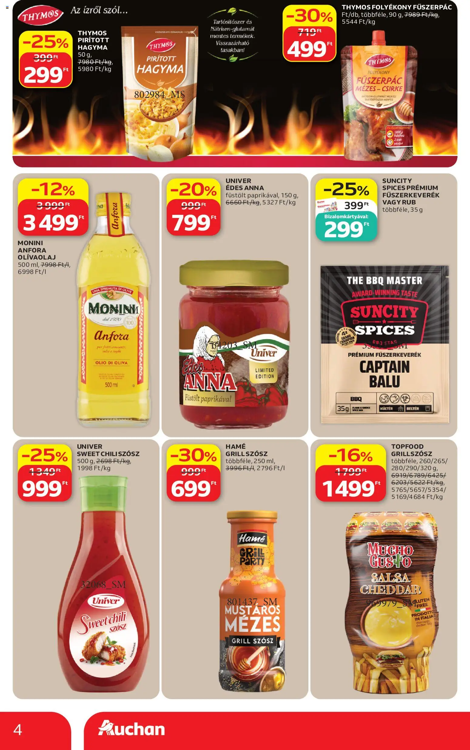 Auchan akciós ujság - amely érvényes a következő dátumtól: 2026.07.16. | Oldal: 4 | Termékek: Chili, Chili szósz, Szósz, Olívaolaj