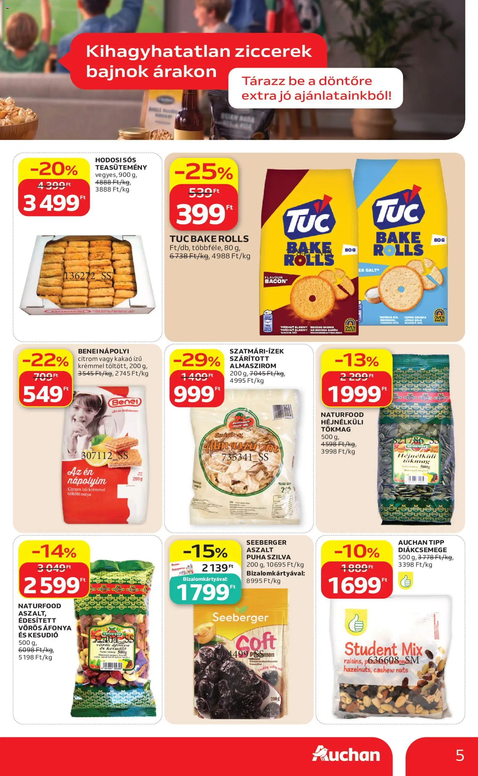 Auchan akciós ujság - amely érvényes a következő dátumtól: 2026.07.09. | Oldal: 5 | Termékek: Kesudió, Teasütemény, Citrom, Vörös áfonya