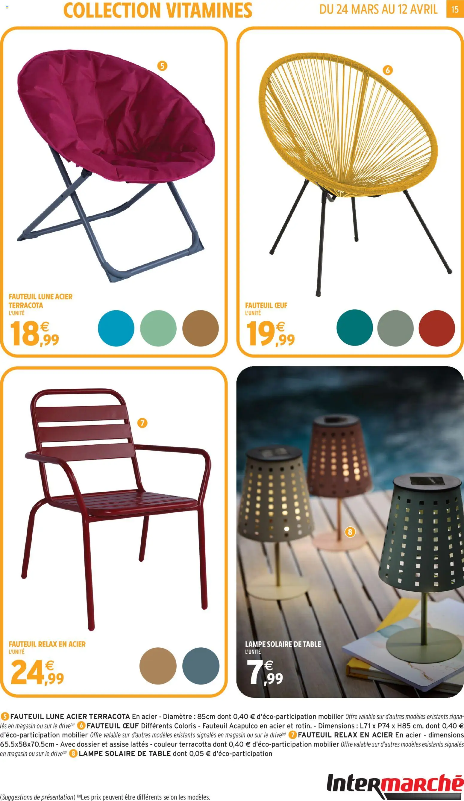 {H1} | Page: 15 | Produits: Fauteuil acapulco, Table, Lampe, Lampe solaire